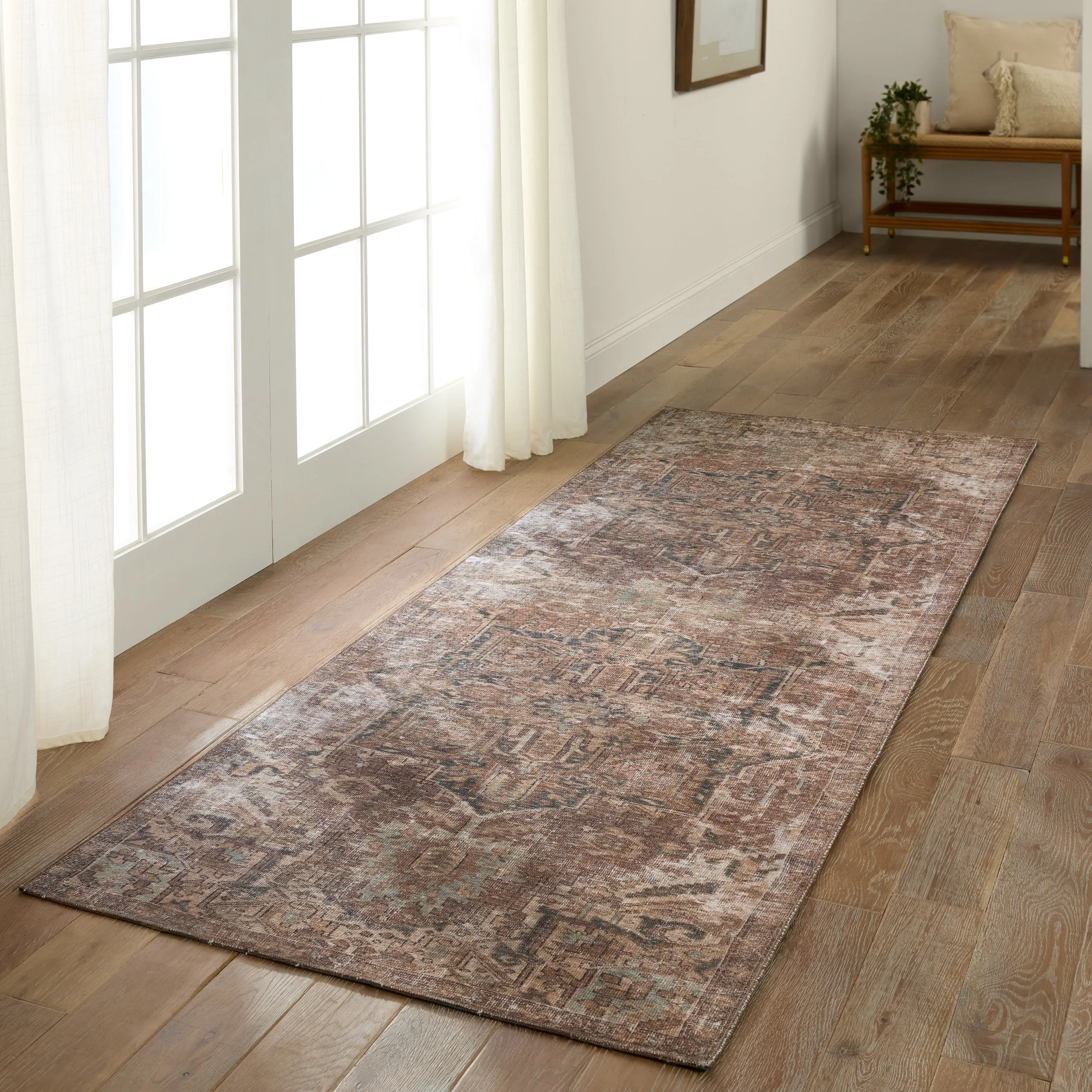 Machine Washable Kate Lester   Jaipur Living Minita Medallion Brown/ Tan Area Rug