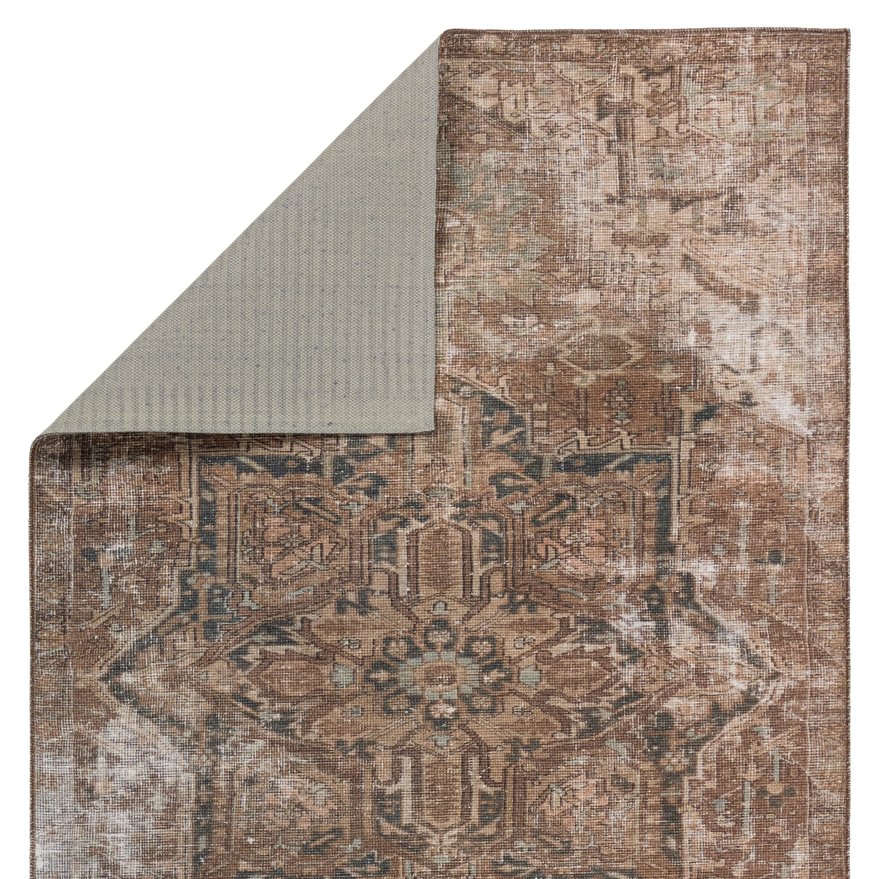 Machine Washable Kate Lester   Jaipur Living Minita Medallion Brown/ Tan Area Rug