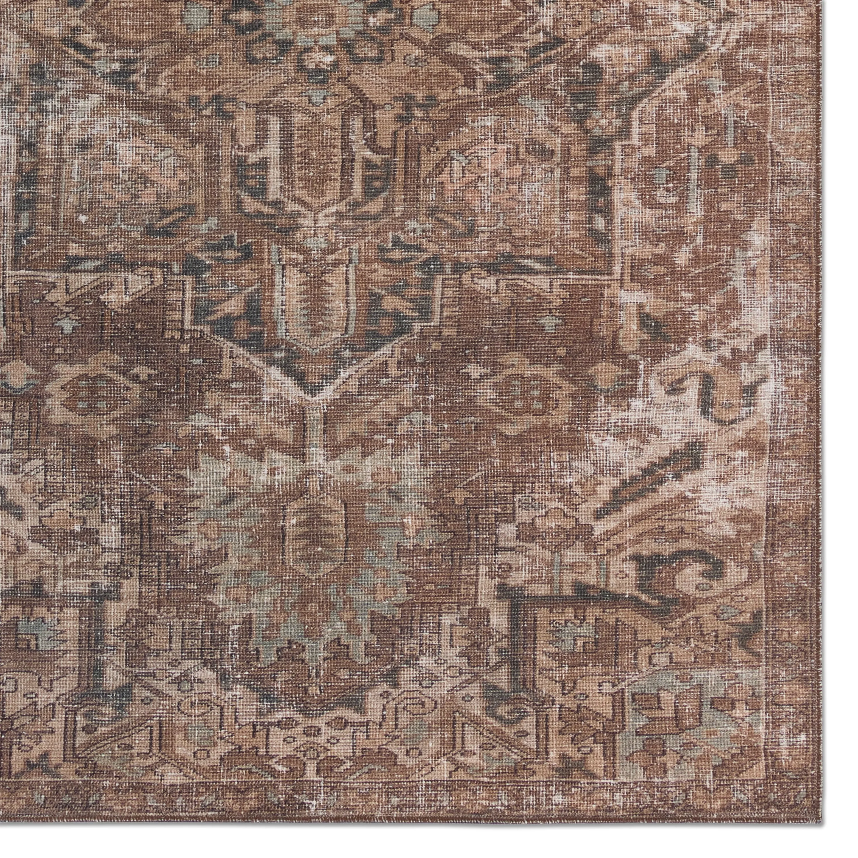 Machine Washable Kate Lester   Jaipur Living Minita Medallion Brown/ Tan Area Rug