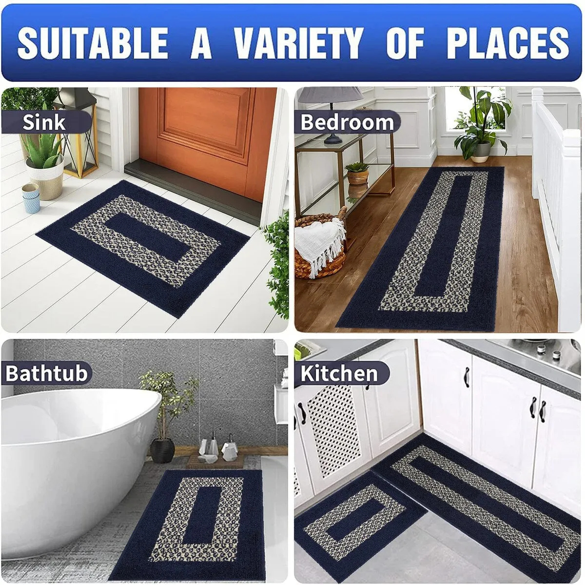 Marina Decoration Decor Non-Slip Rubber Back Runner Carpet Floor Area Rug Indoor Accent Decorative Mat. Diamond Design