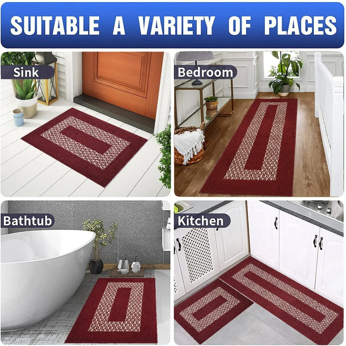 Marina Decoration Decor Non-Slip Rubber Back Runner Carpet Floor Area Rug Indoor Accent Decorative Mat. Diamond Design