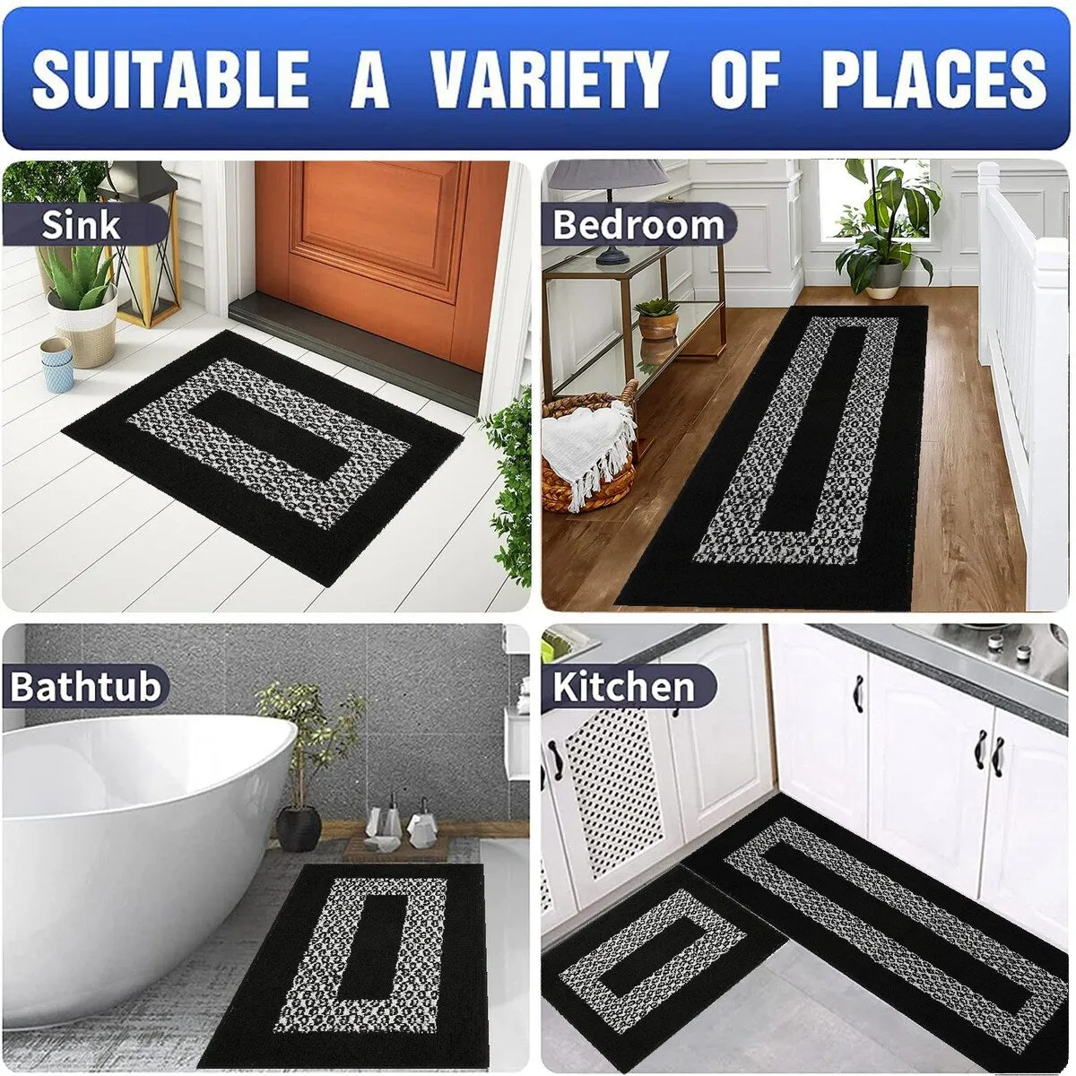 Marina Decoration Decor Non-Slip Rubber Back Runner Carpet Floor Area Rug Indoor Accent Decorative Mat. Diamond Design