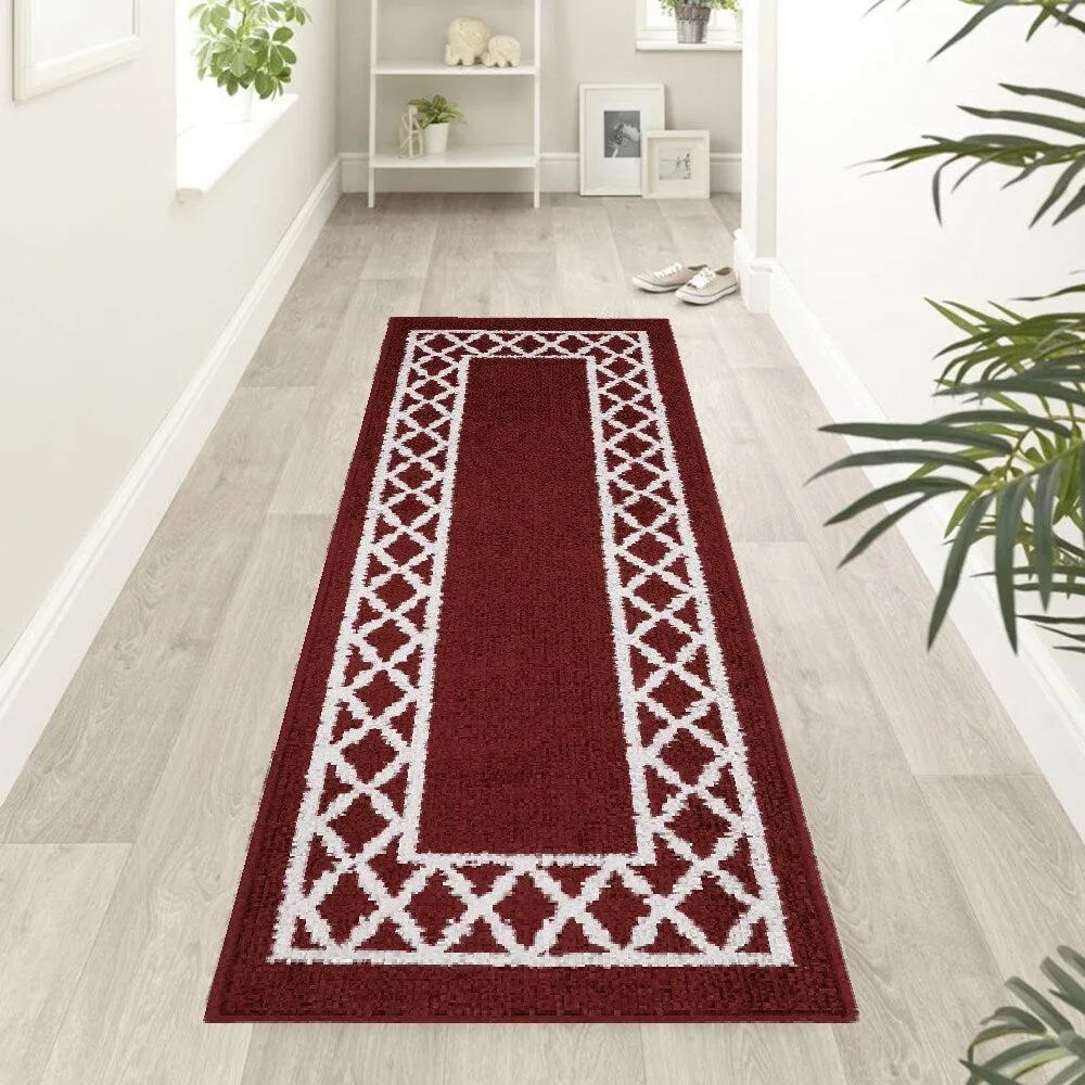 Marina Decoration Decor Non-Slip Rubber Back Runner Carpet Floor Area Rug Indoor Accent Decorative Mat. Moroccan Trellis Design
