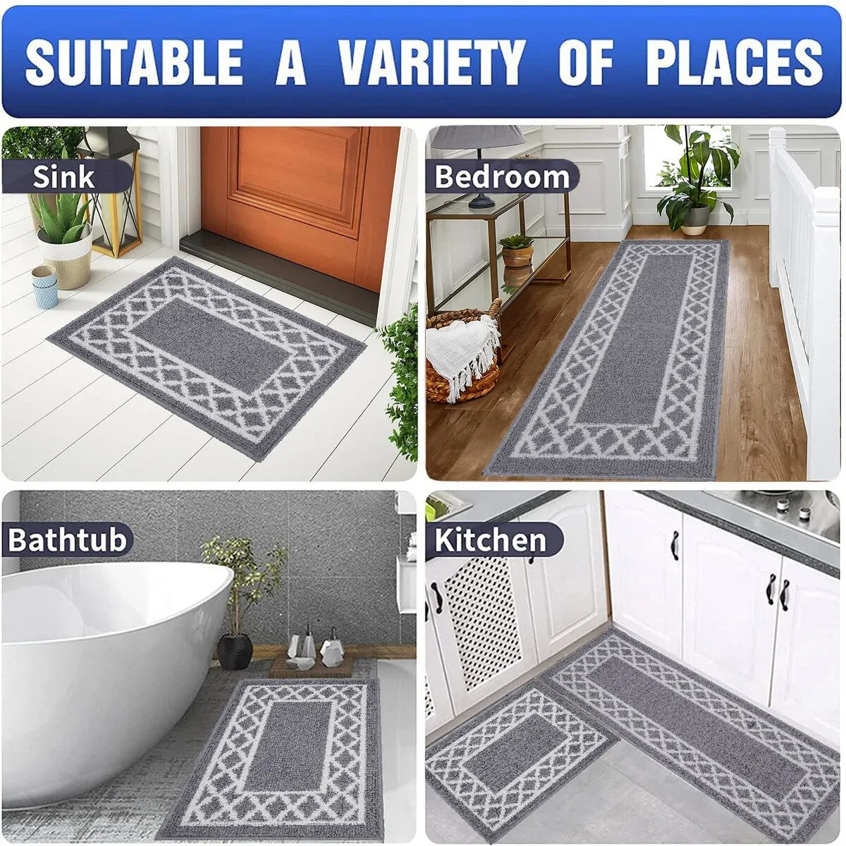 Marina Decoration Decor Non-Slip Rubber Back Runner Carpet Floor Area Rug Indoor Accent Decorative Mat. Moroccan Trellis Design