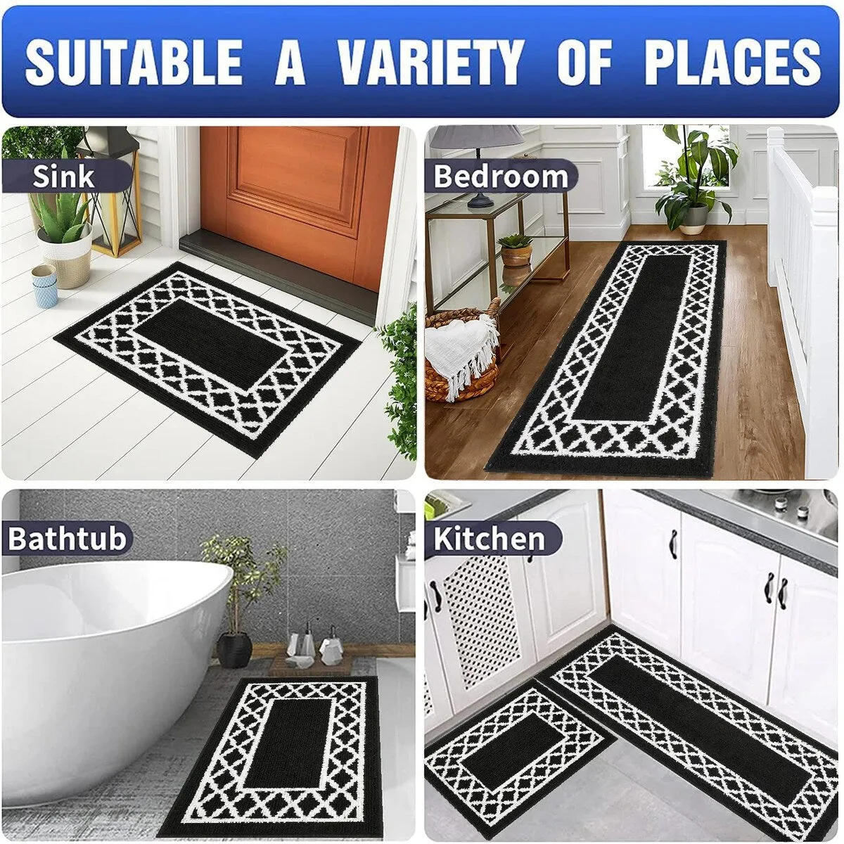 Marina Decoration Decor Non-Slip Rubber Back Runner Carpet Floor Area Rug Indoor Accent Decorative Mat. Moroccan Trellis Design