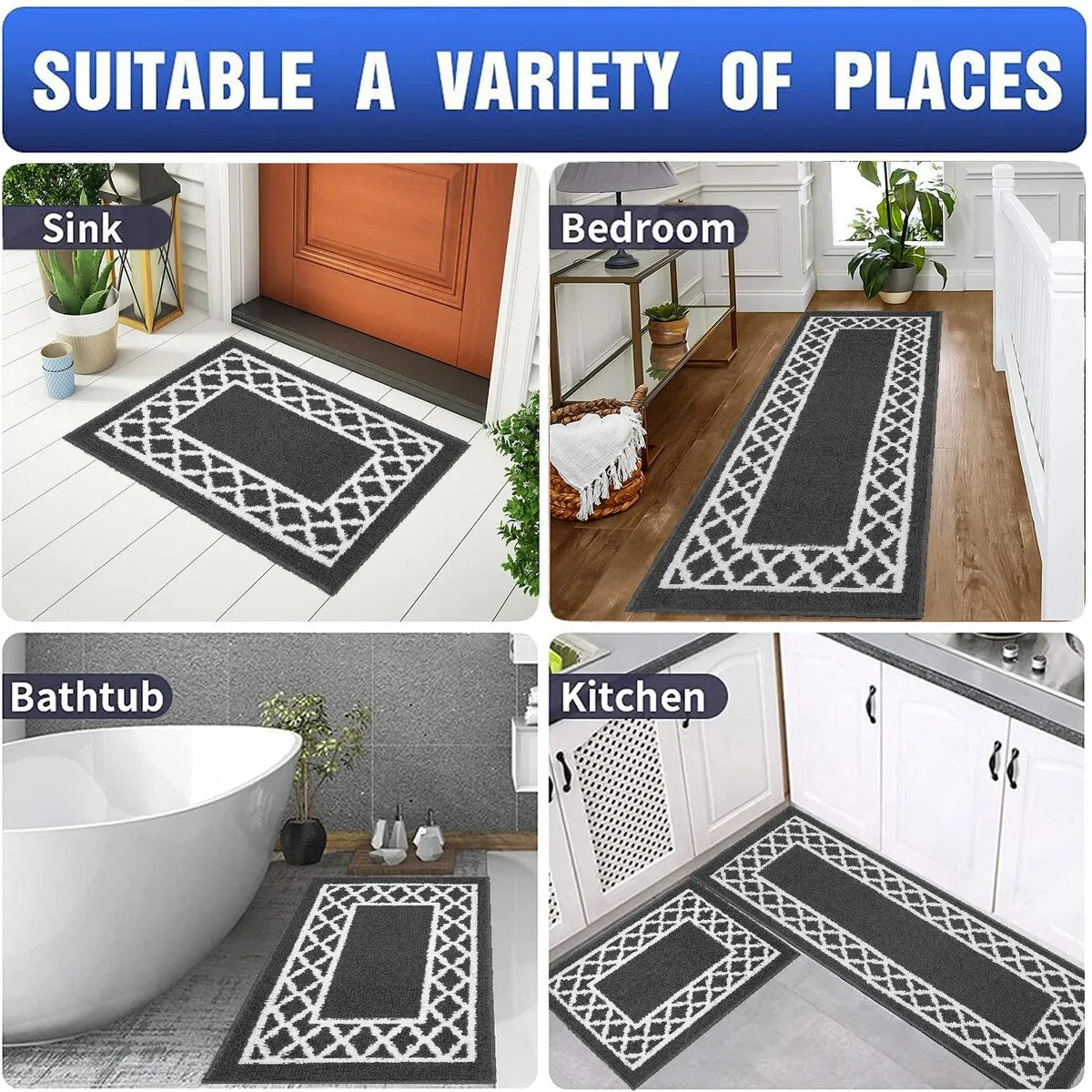 Marina Decoration Decor Non-Slip Rubber Back Runner Carpet Floor Area Rug Indoor Accent Decorative Mat. Moroccan Trellis Design