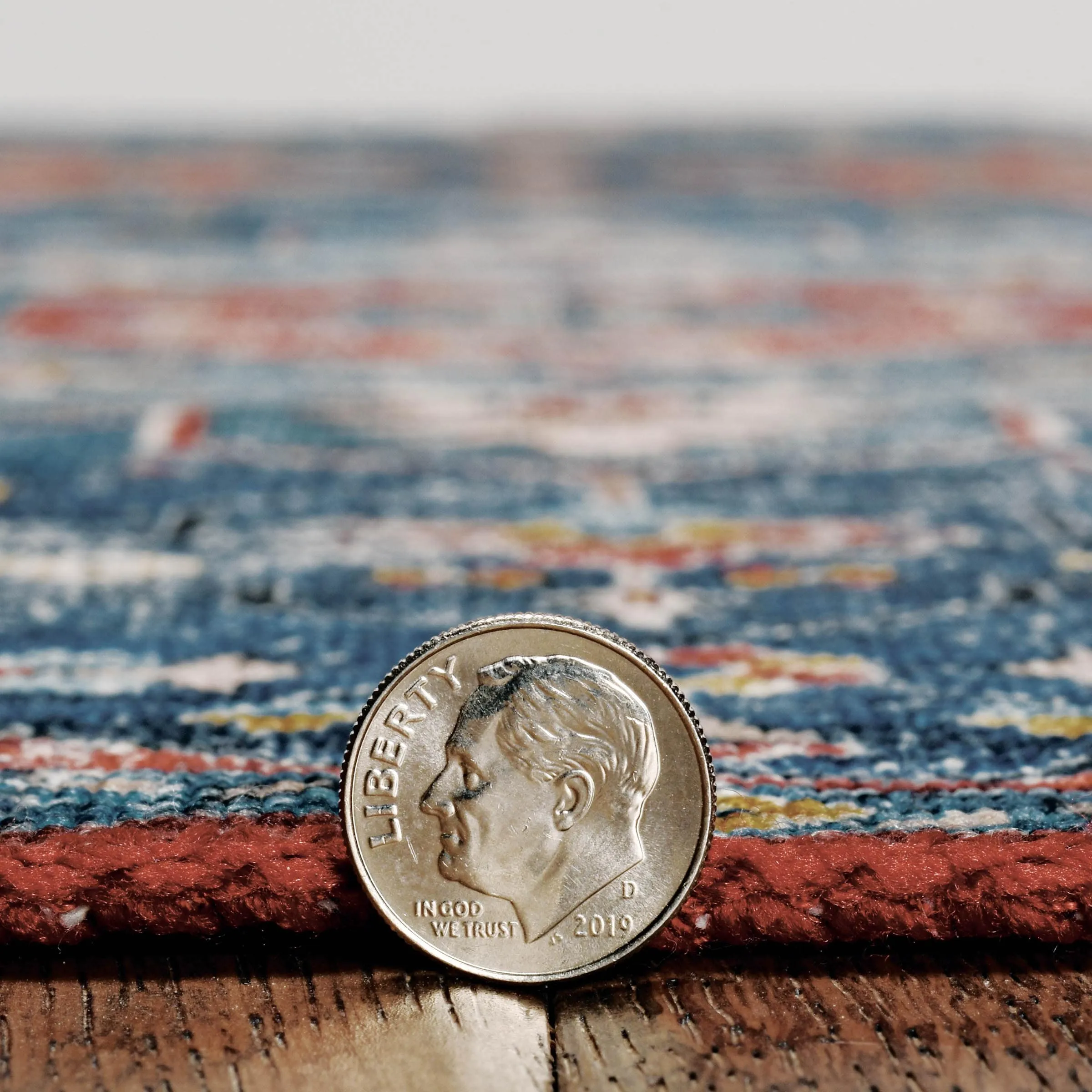 Markum Machine Washable Teal and Rust Area Rug