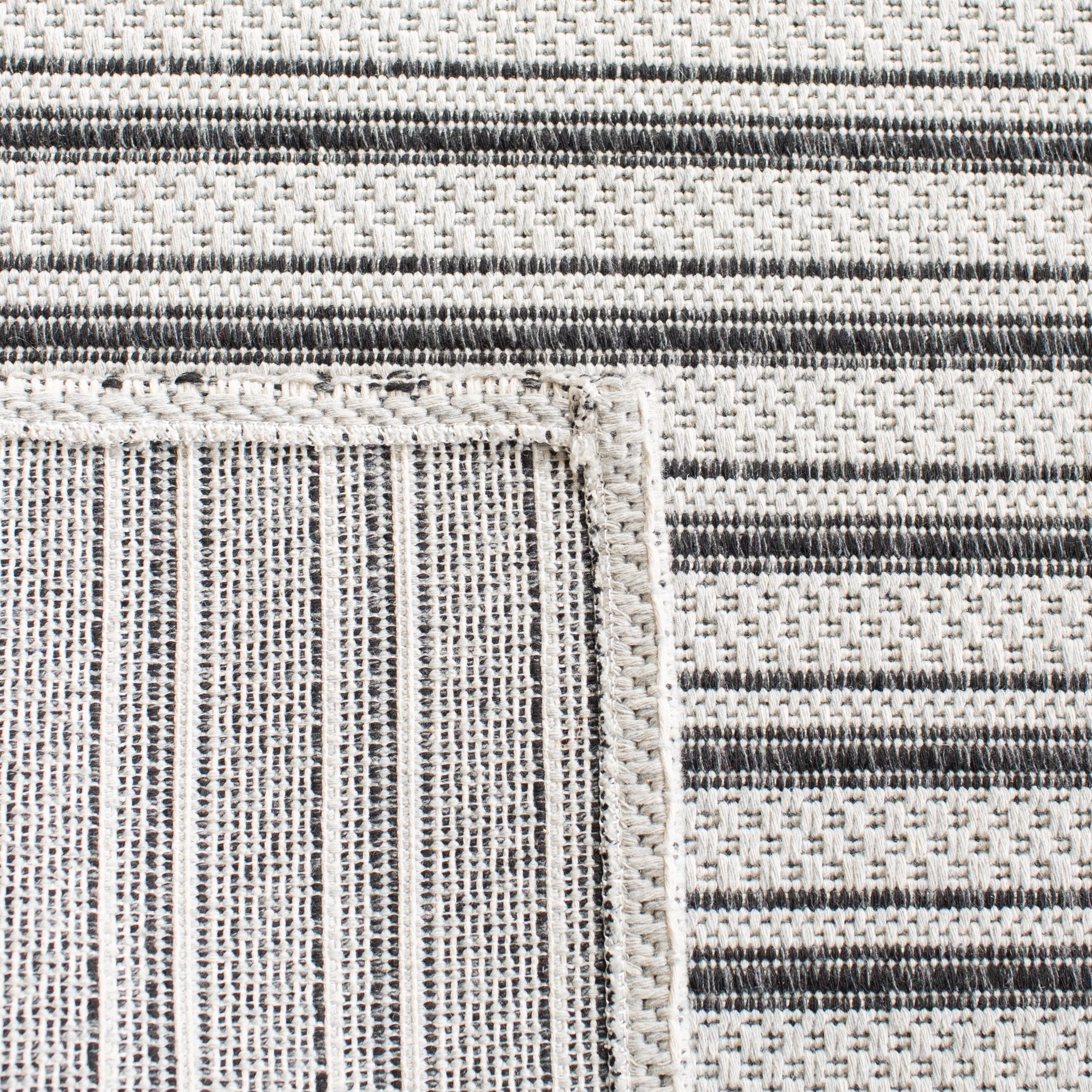Martha Stewart by SAFAVIEH Unnie Stripe Cotton Rug - Charcoal/Grey - 5' x 7'