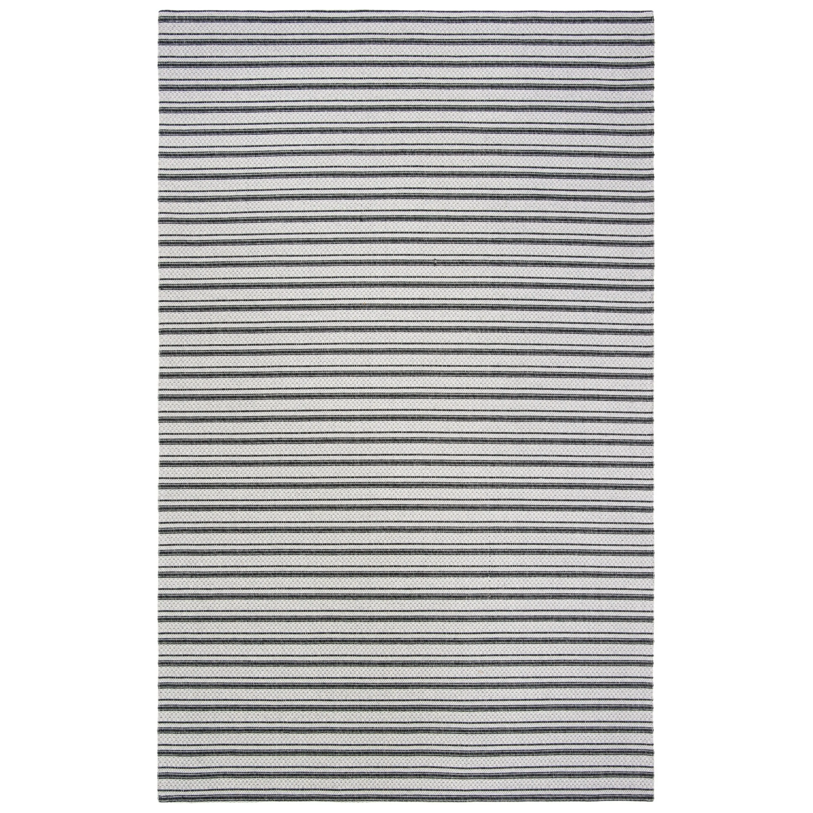 Martha Stewart by SAFAVIEH Unnie Stripe Cotton Rug - Charcoal/Grey - 5' x 7'
