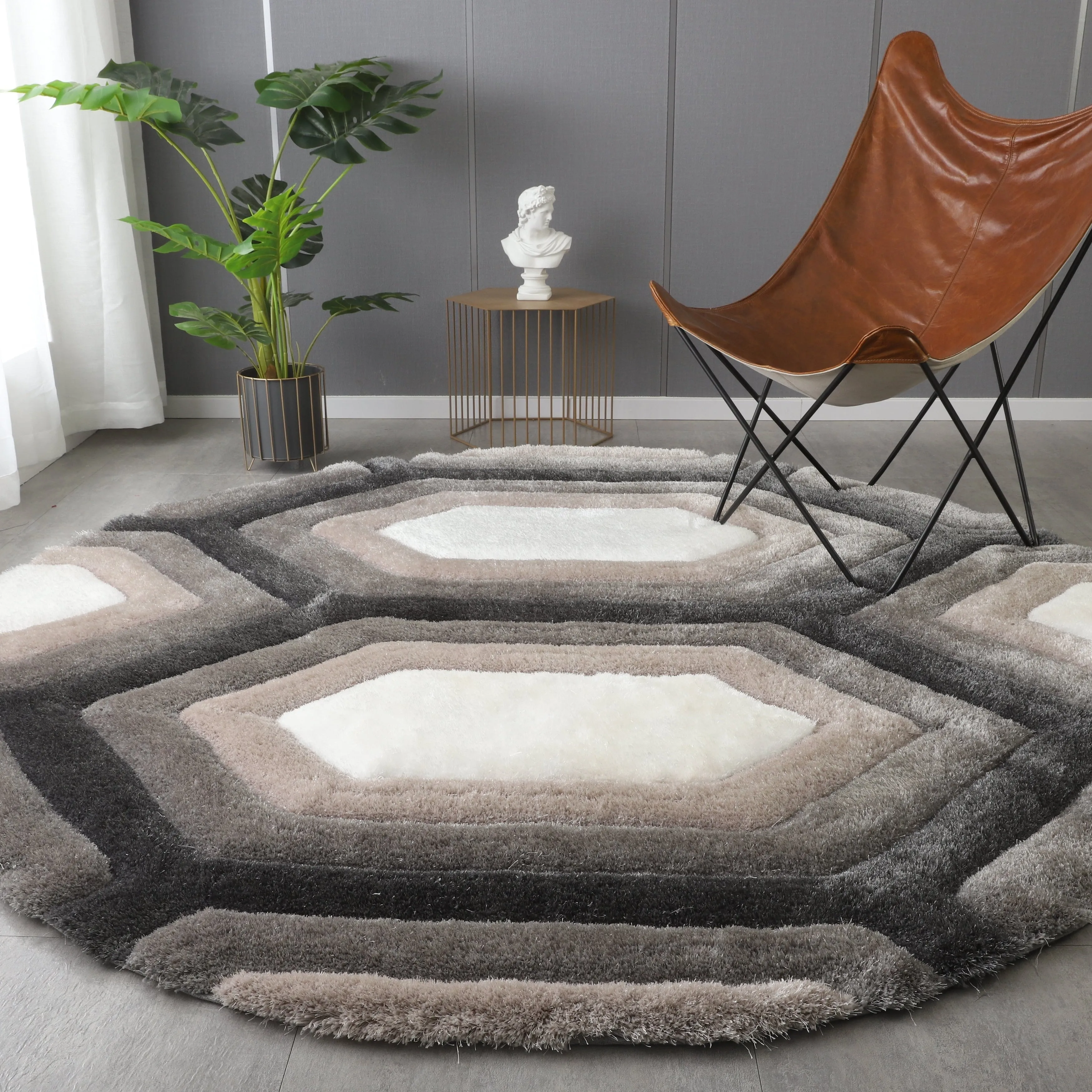 Mateos Collection Grey/White Area Rug