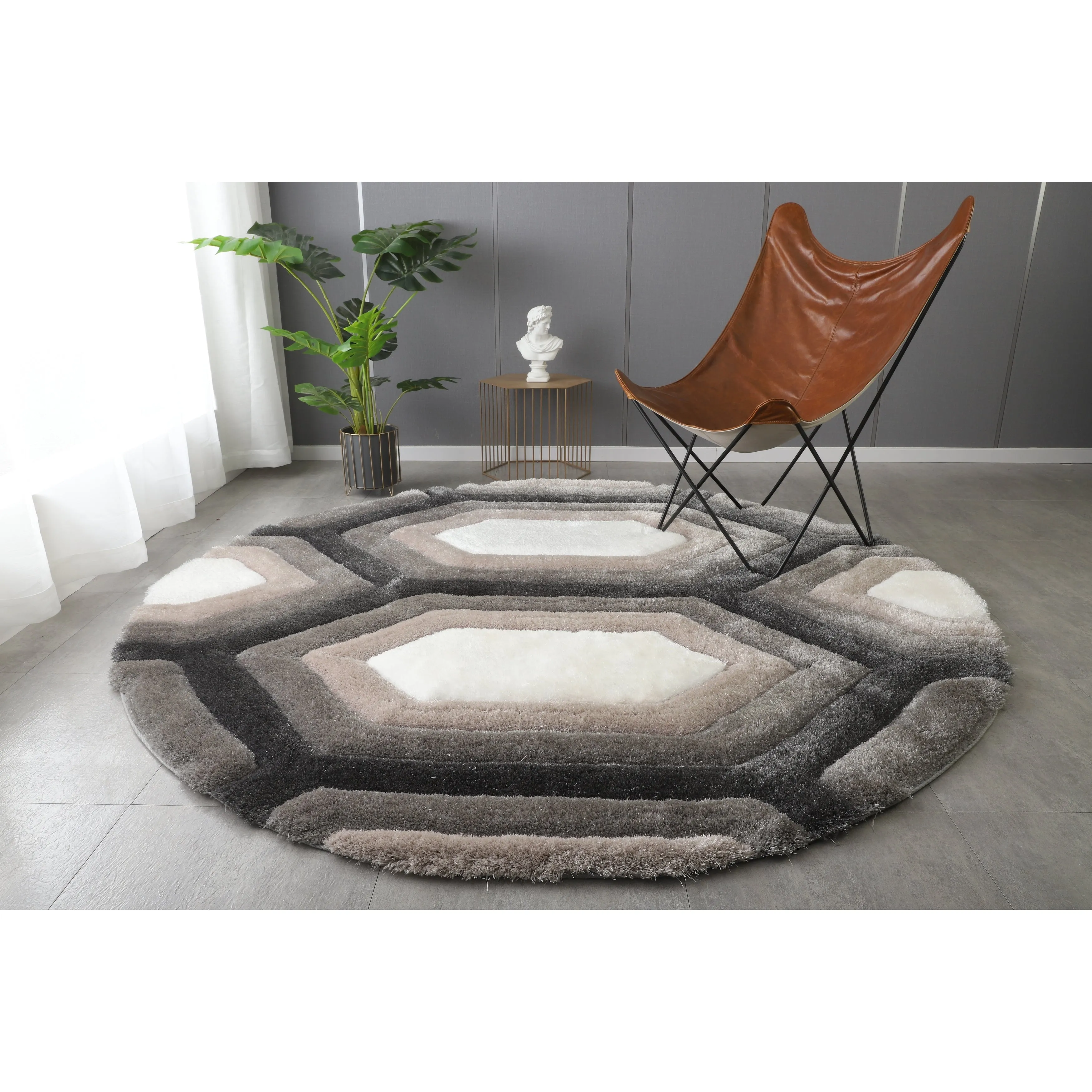 Mateos Collection Grey/White Area Rug