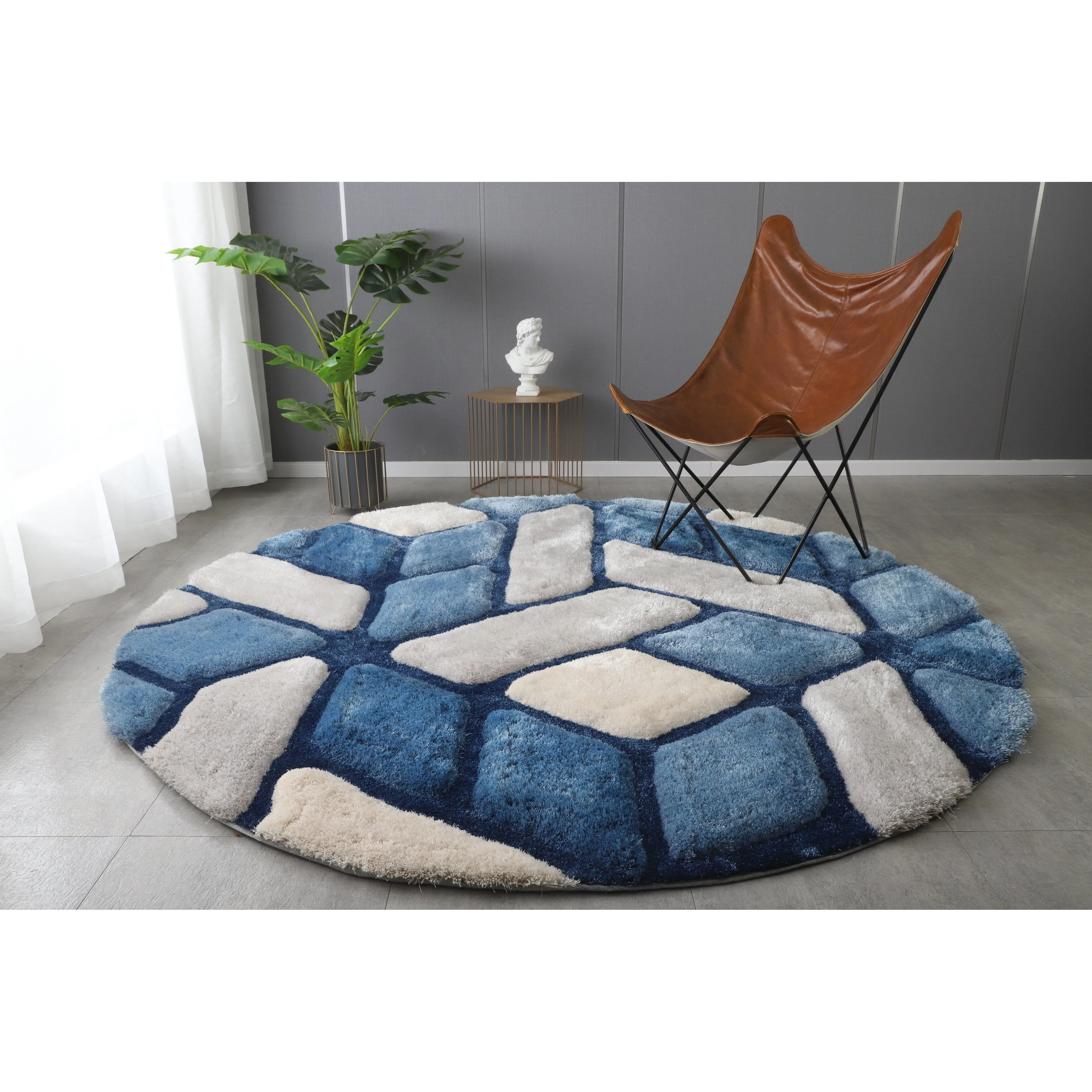 Mateos Shag Collection Blue Area Rug