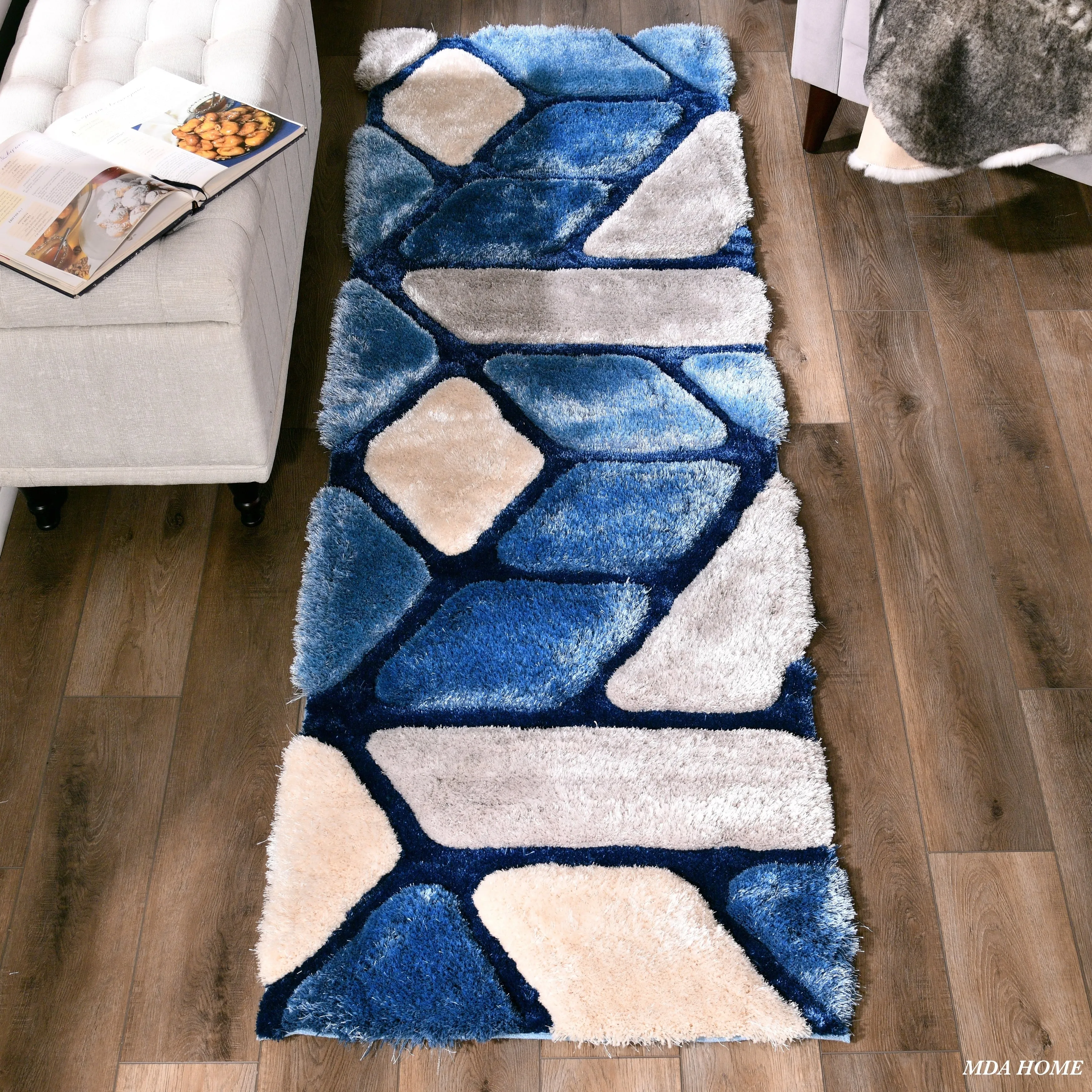Mateos Shag Collection Blue Area Rug