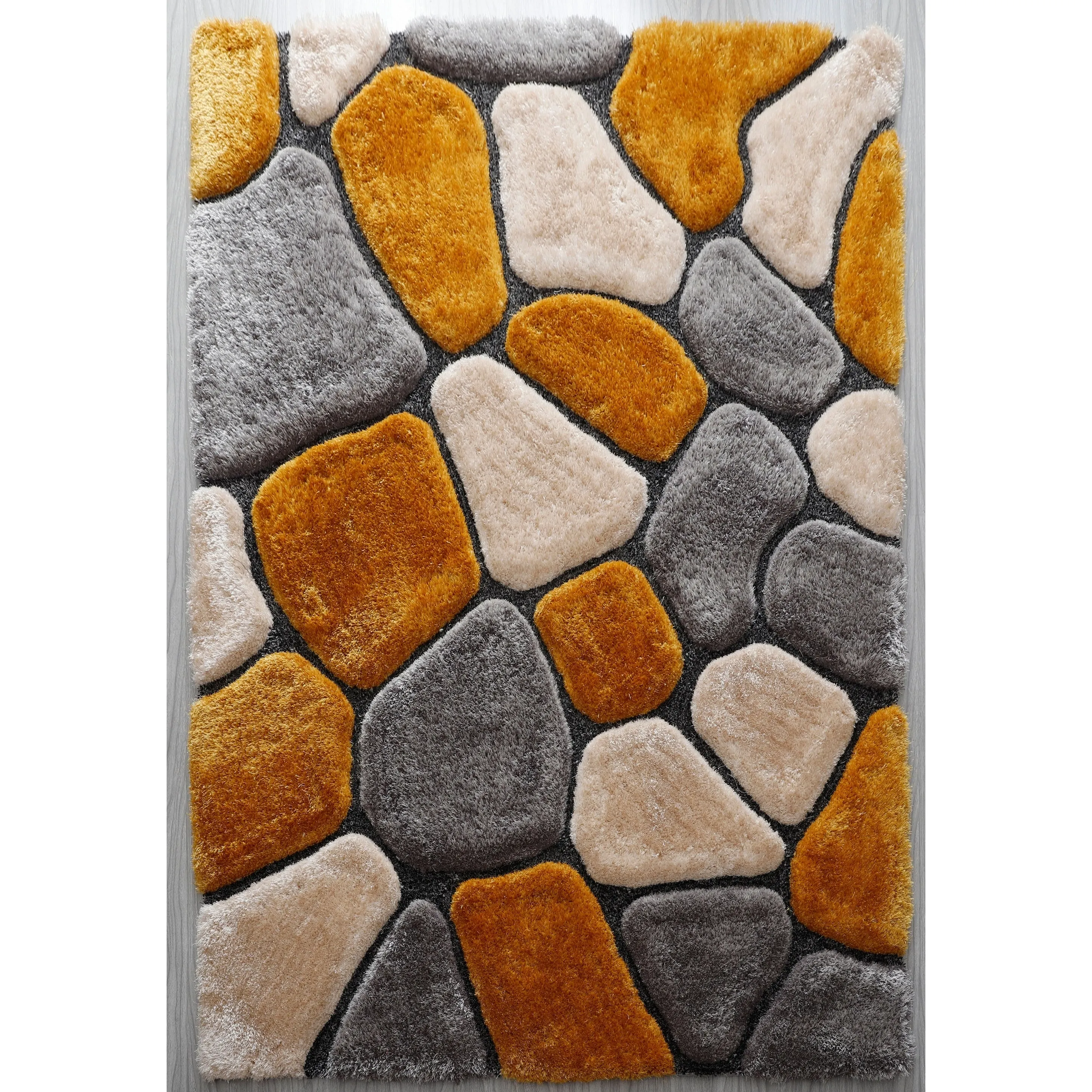 Mateos Shag Collection Stone Area Rug