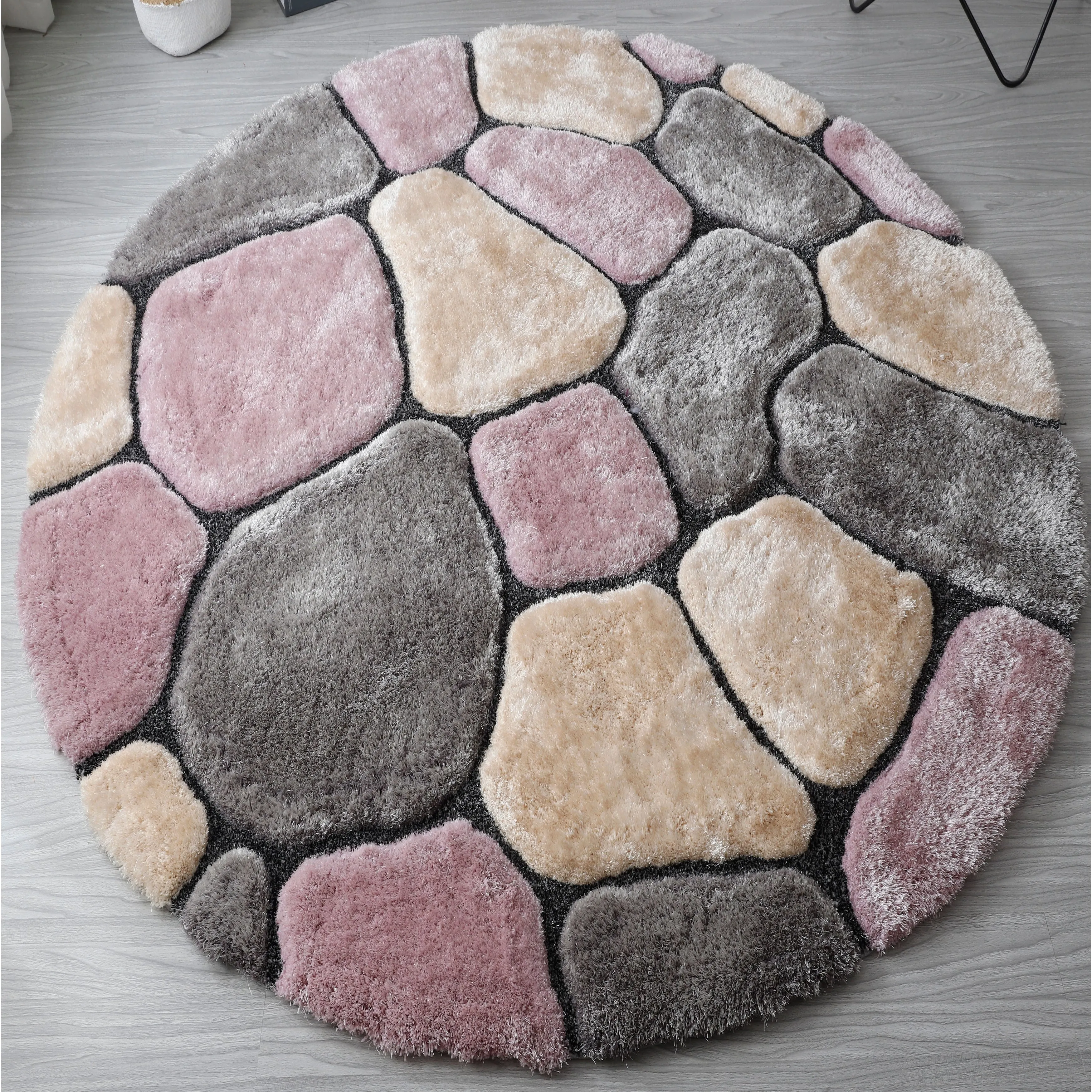 Mateos Shag Collection Stone Area Rug