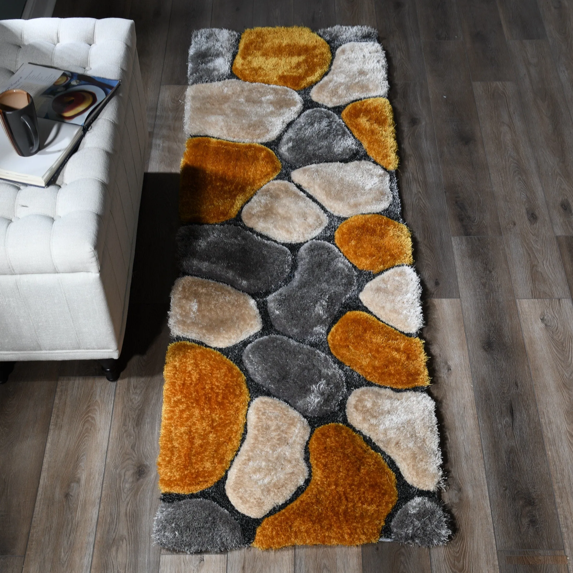 Mateos Shag Collection Stone Area Rug