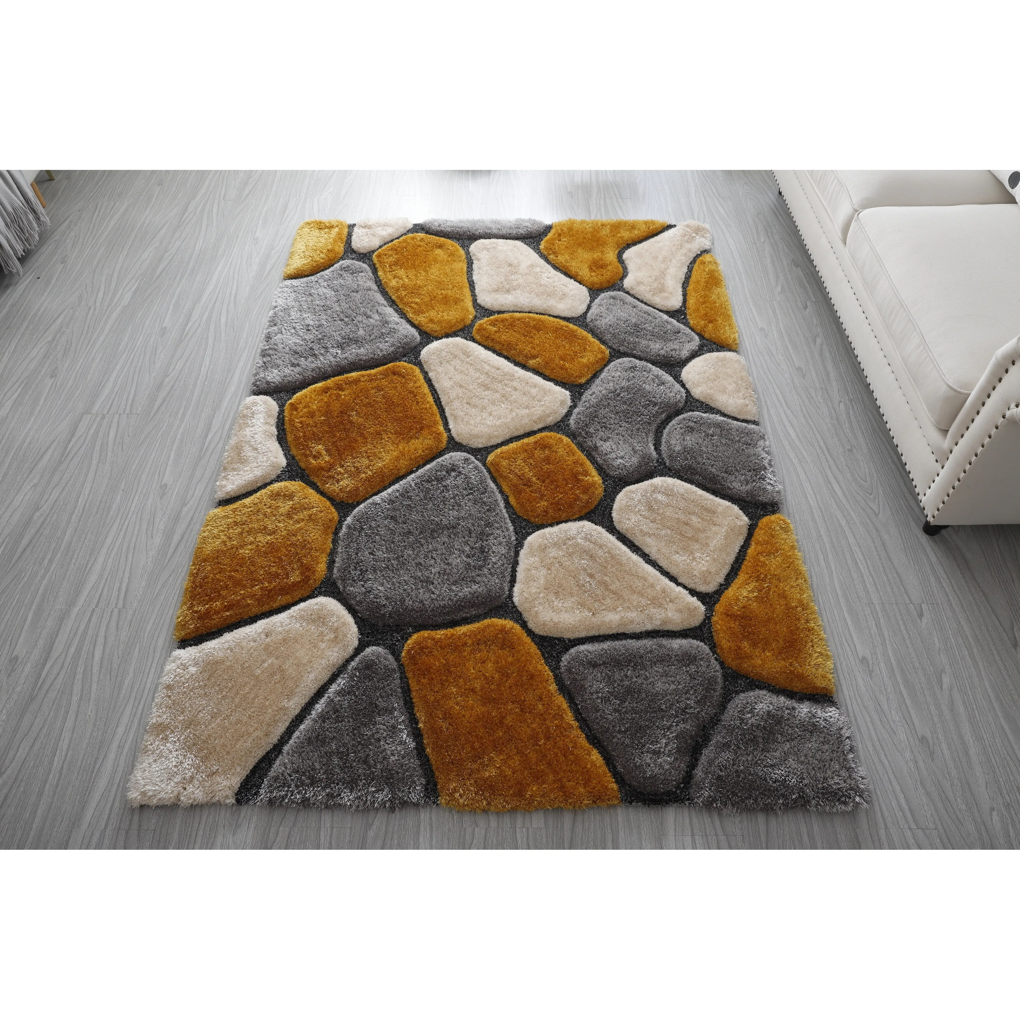 Mateos Shag Collection Stone Area Rug