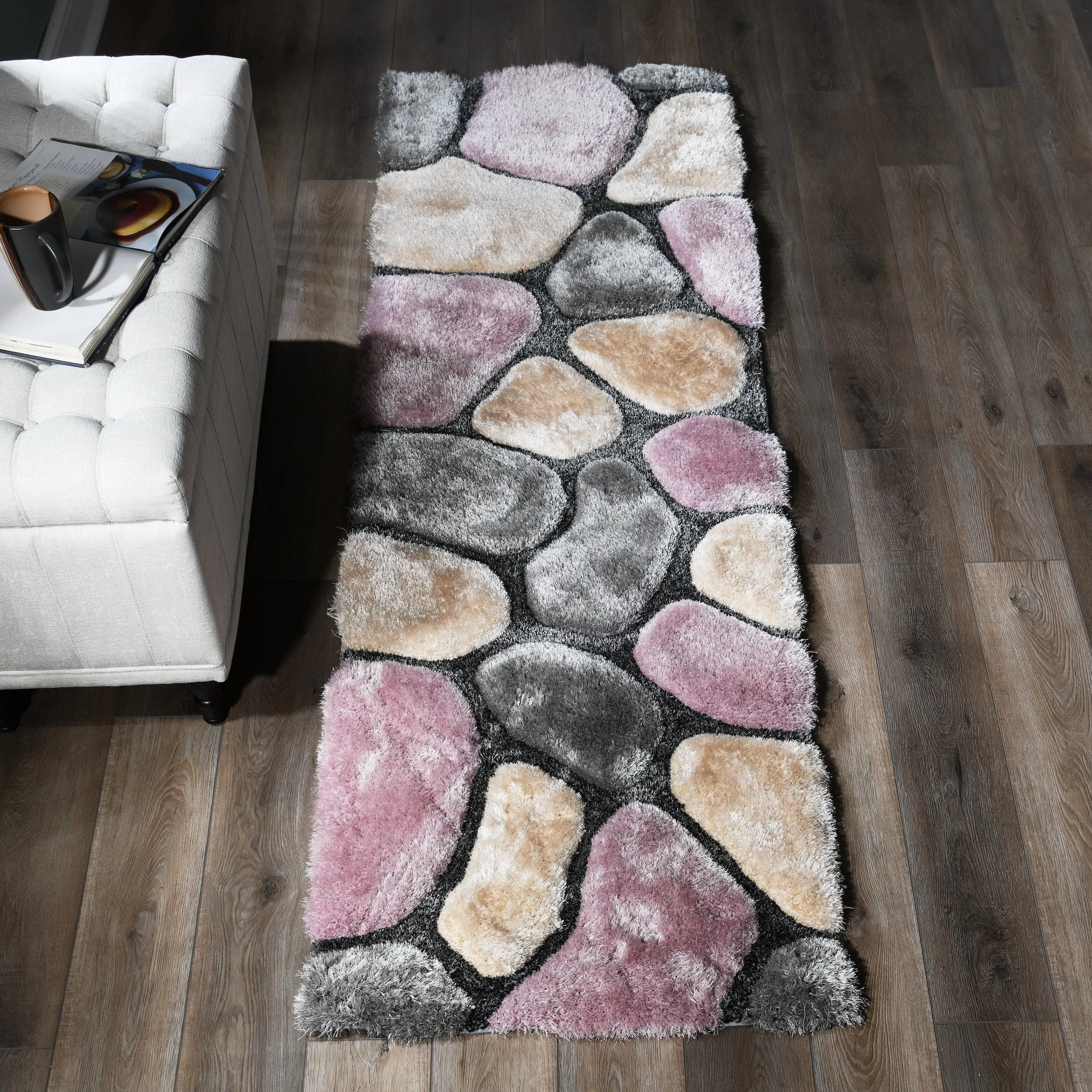 Mateos Shag Collection Stone Area Rug