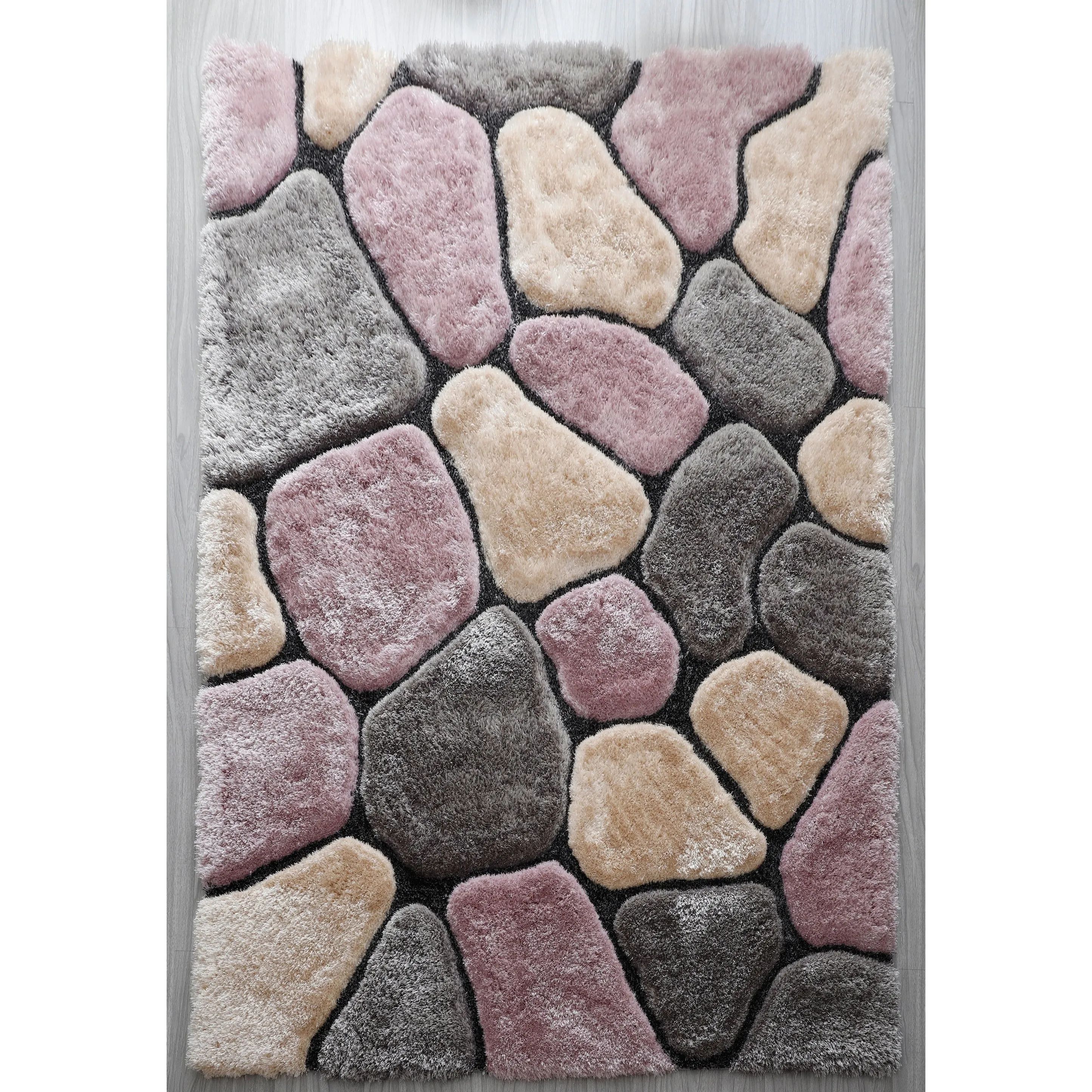 Mateos Shag Collection Stone Area Rug