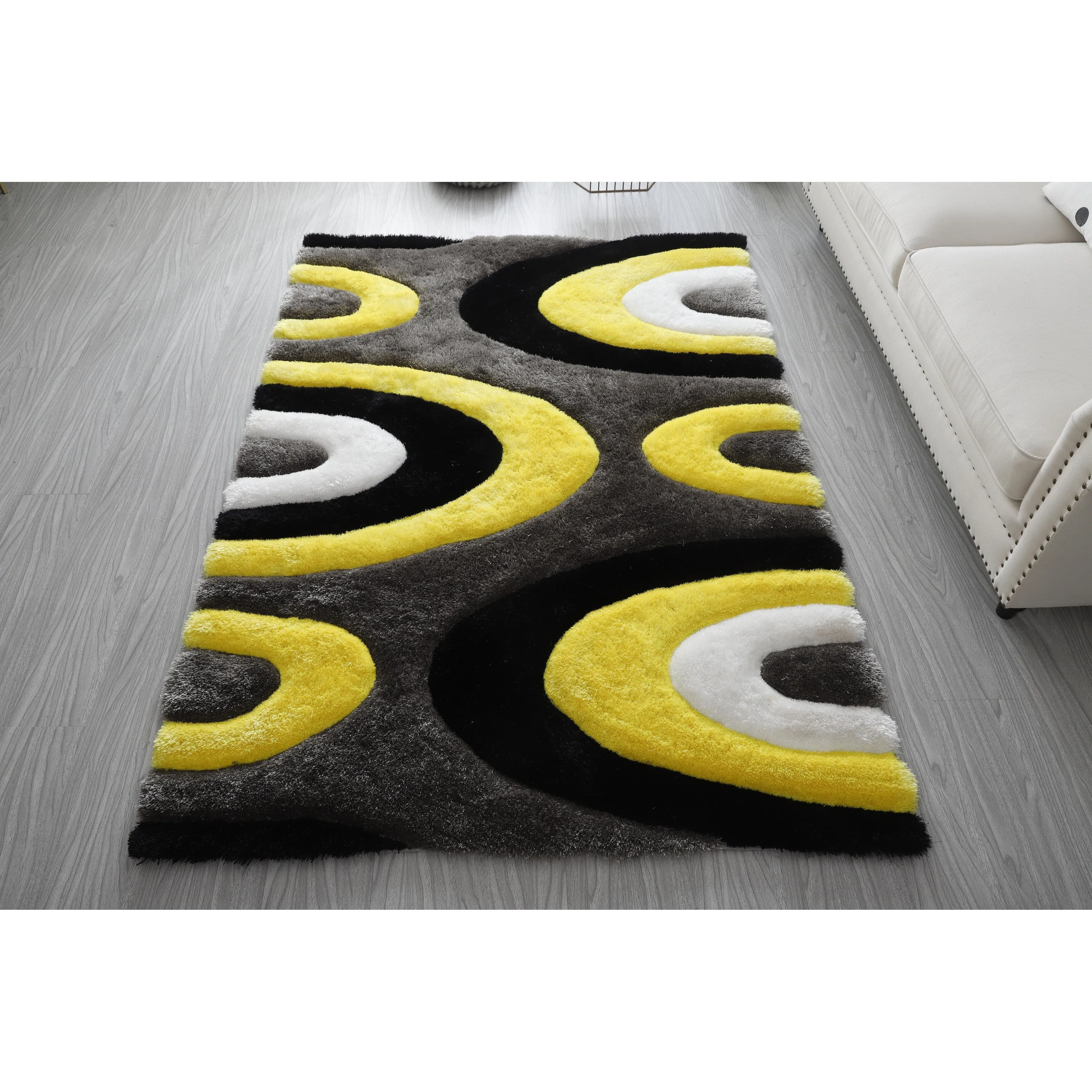 Mateos Shag Yellow/Grey Contemporary Area Rug
