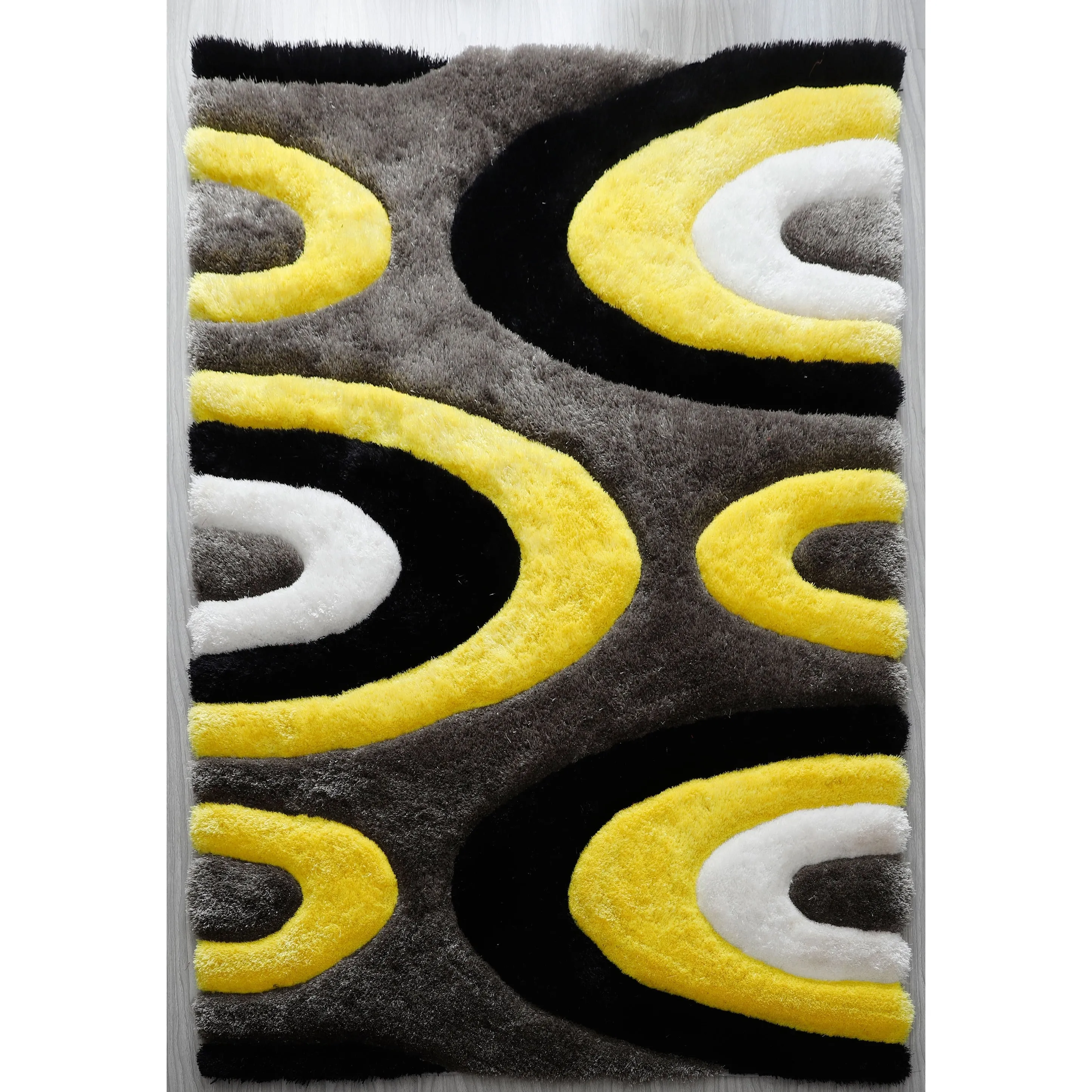 Mateos Shag Yellow/Grey Contemporary Area Rug