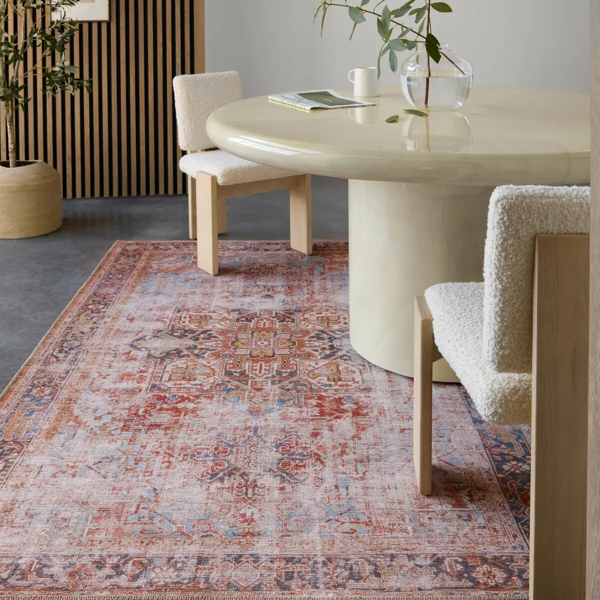Matias Machine Washable Medallion Rust/Navy Rug