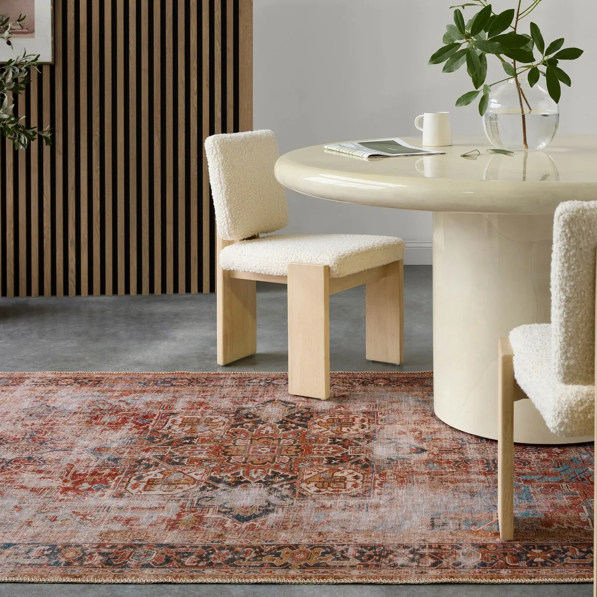 Matias Machine Washable Medallion Rust/Navy Rug