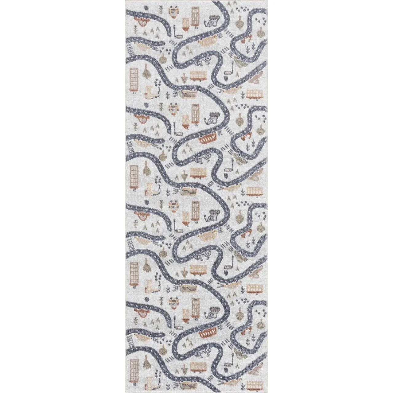 Mave Machine Washable Road Street Car Pattern Kids Room Boys Room Area Rug
