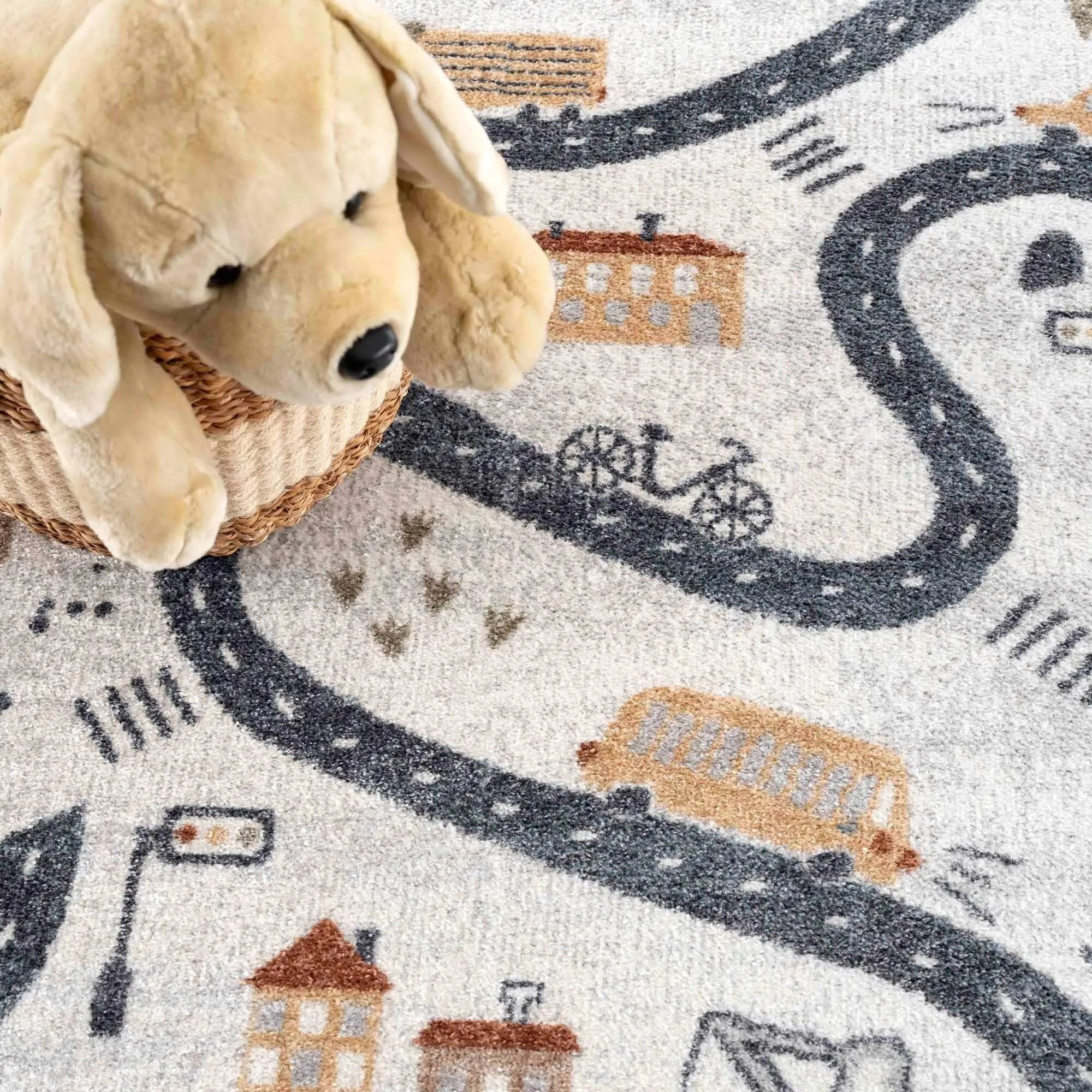Mave Machine Washable Road Street Car Pattern Kids Room Boys Room Area Rug