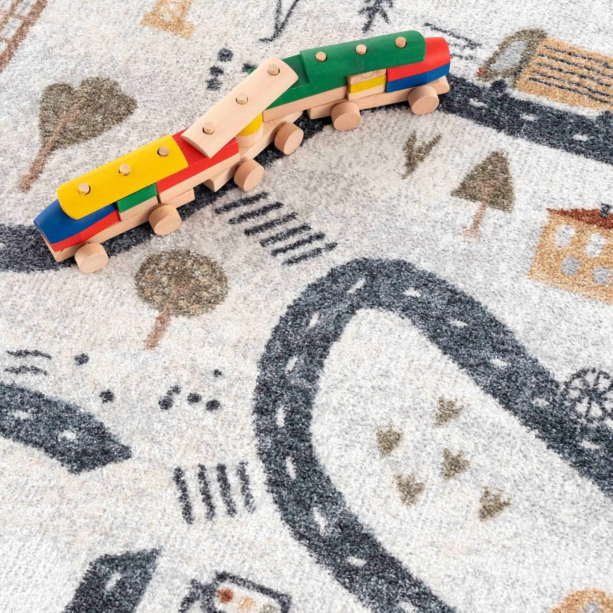 Mave Machine Washable Road Street Car Pattern Kids Room Boys Room Area Rug