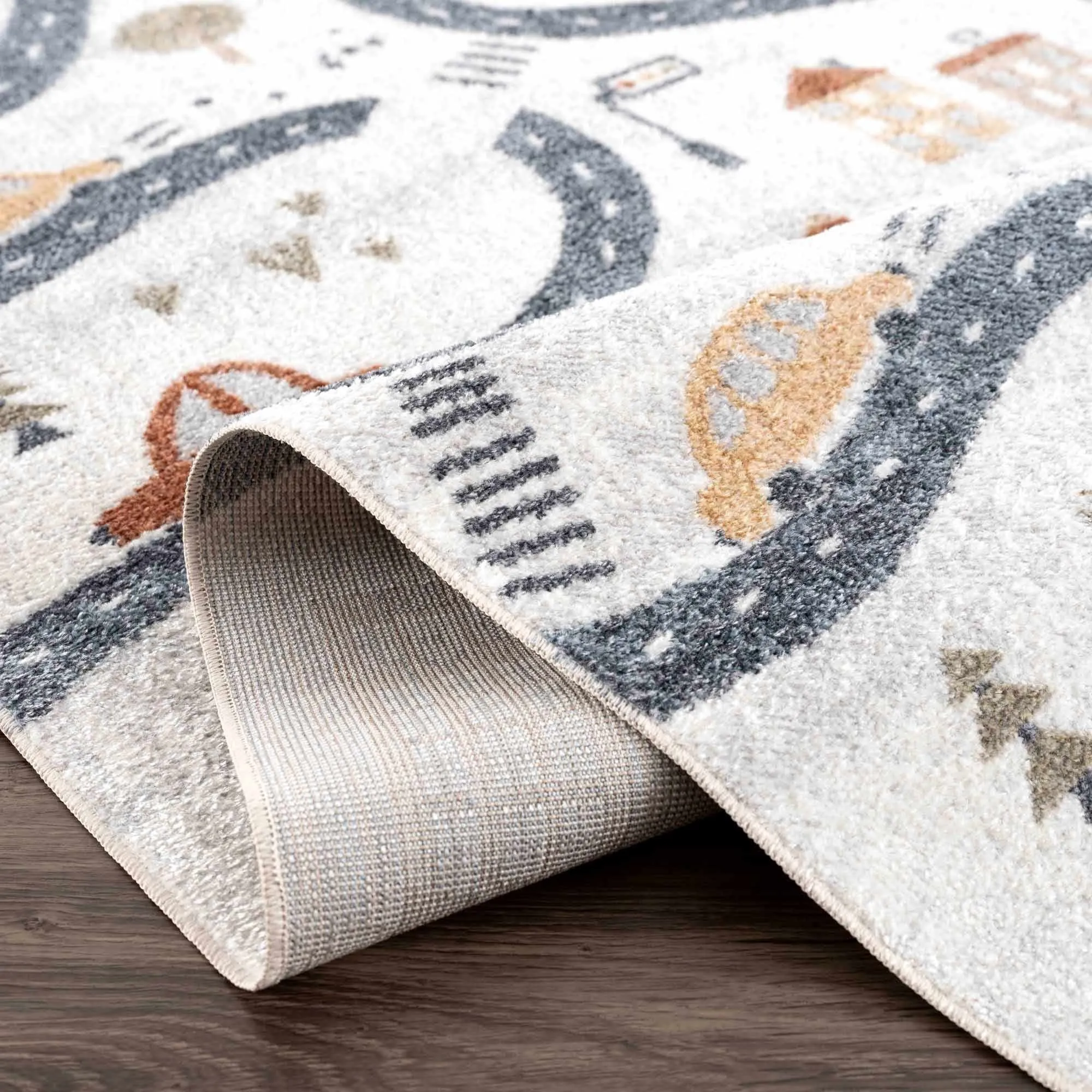 Mave Machine Washable Road Street Car Pattern Kids Room Boys Room Area Rug