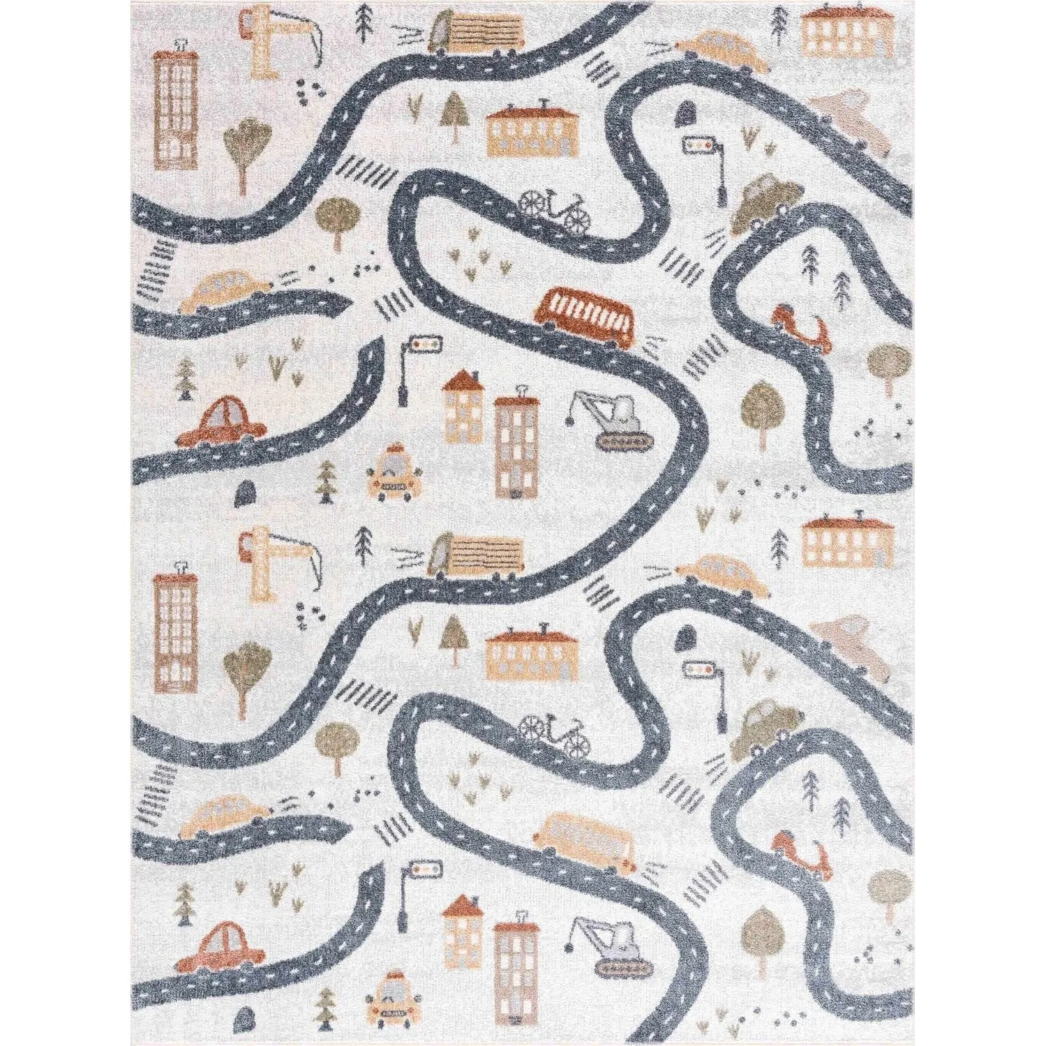 Mave Machine Washable Road Street Car Pattern Kids Room Boys Room Area Rug
