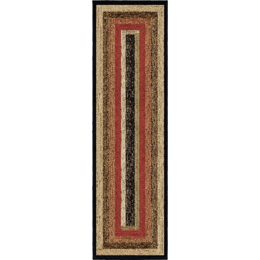 Mayberry Hearthside Rustic Panel Striped Lodge Area Rug