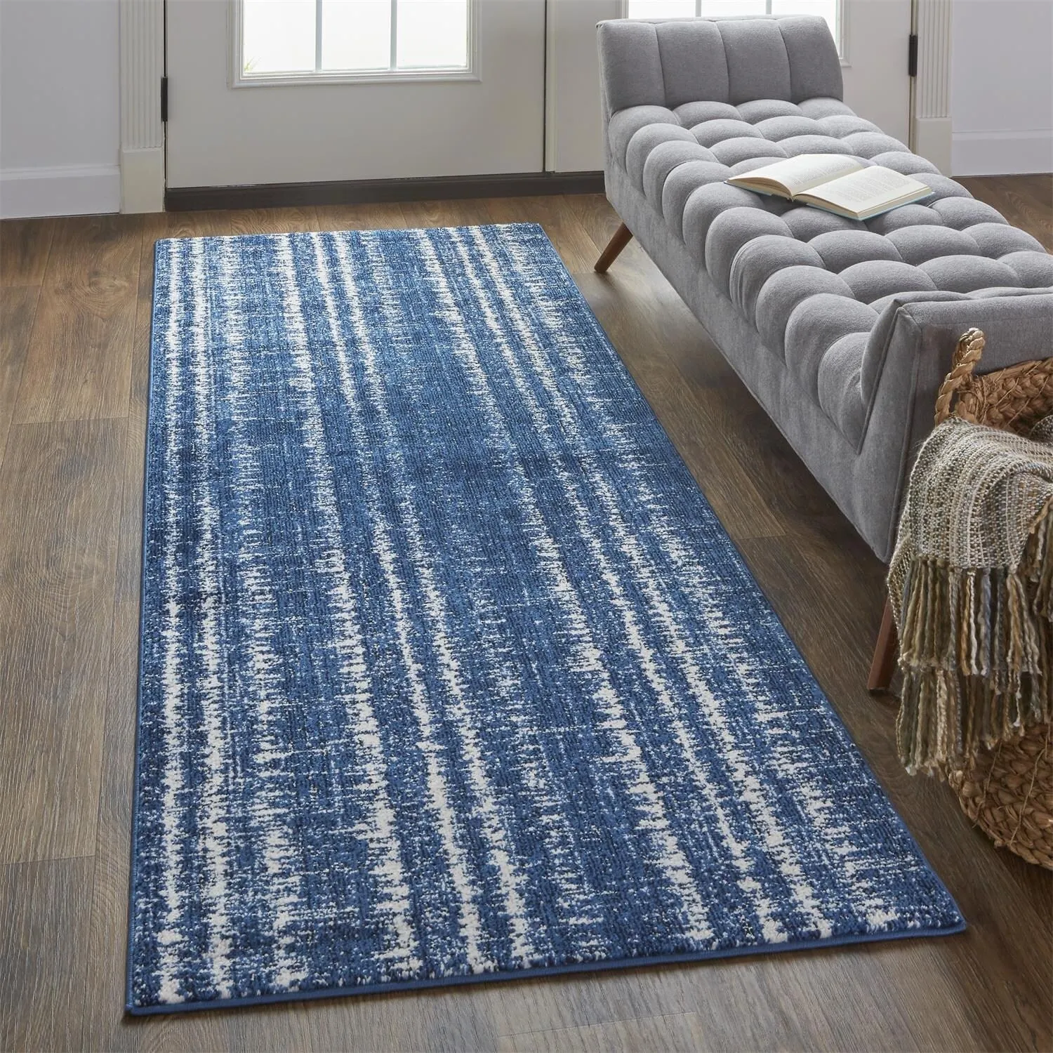 Meera Coastal Inspired Striated Transitional Casual Area Rug