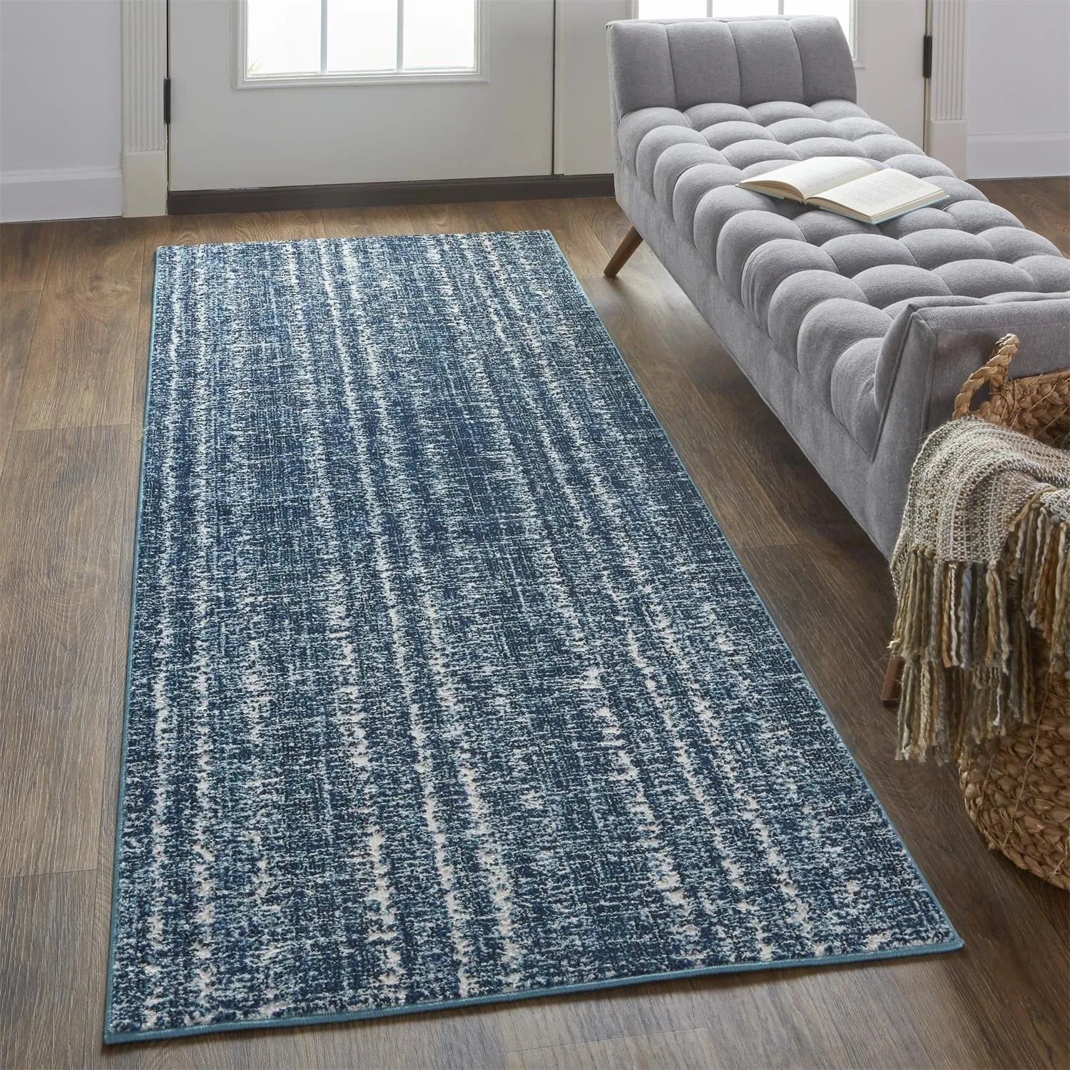 Meera Coastal Inspired Striated Transitional Casual Area Rug