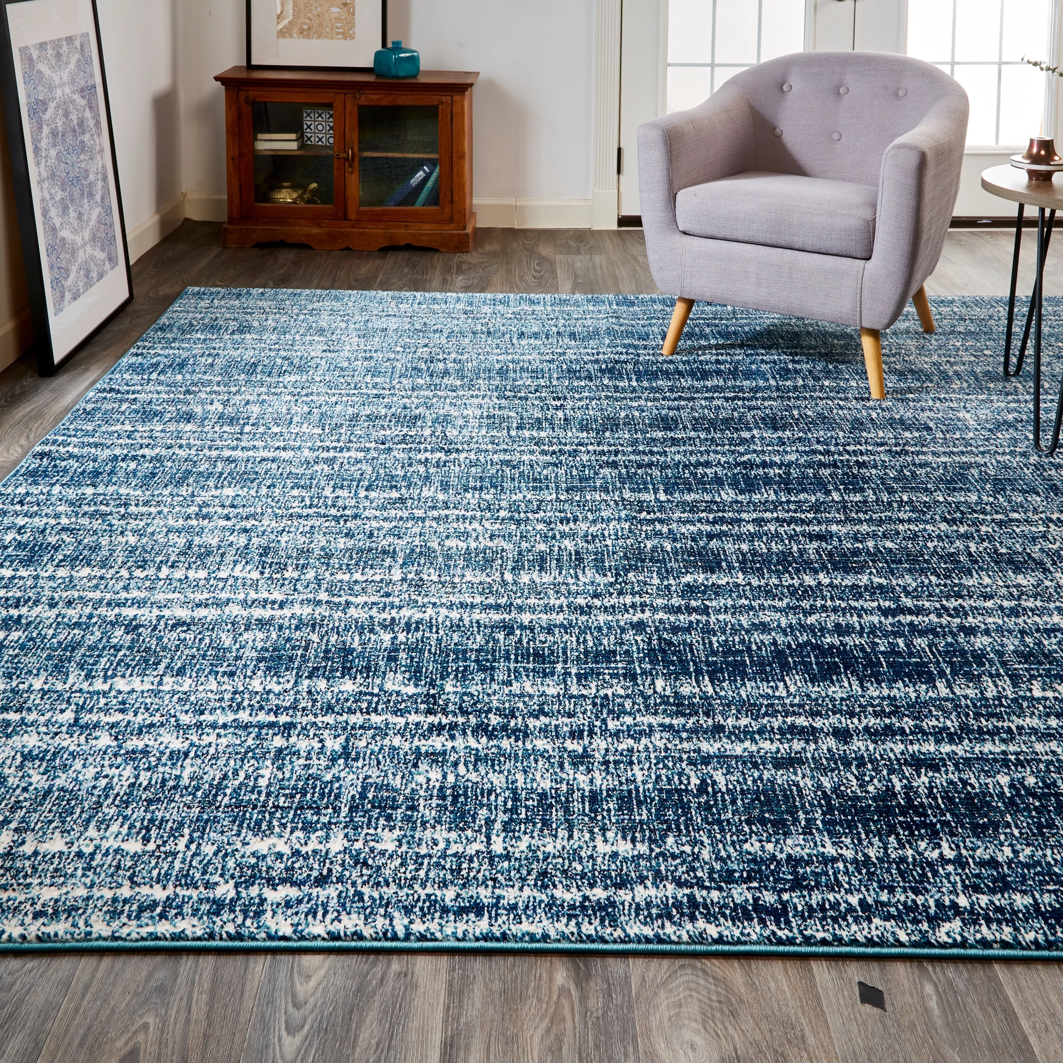 Meera Coastal Inspired Striated Transitional Casual Area Rug