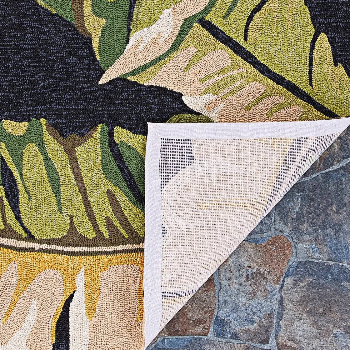 Miami Rainforest Black- Green Indoor/ Outdoor Area Rug