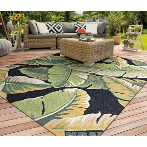 Miami Rainforest Black- Green Indoor/ Outdoor Area Rug