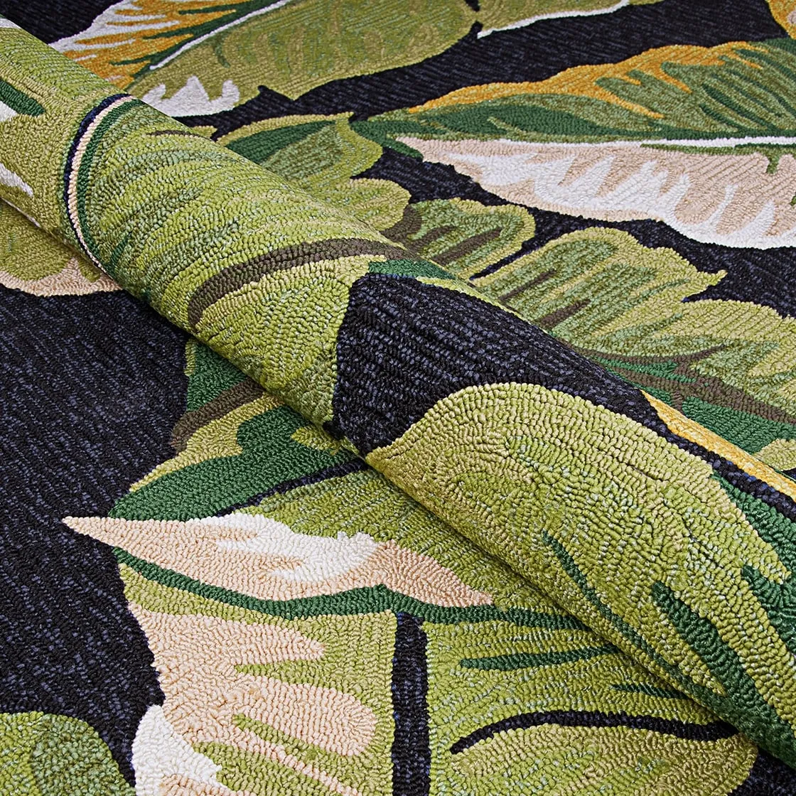 Miami Rainforest Black- Green Indoor/ Outdoor Area Rug