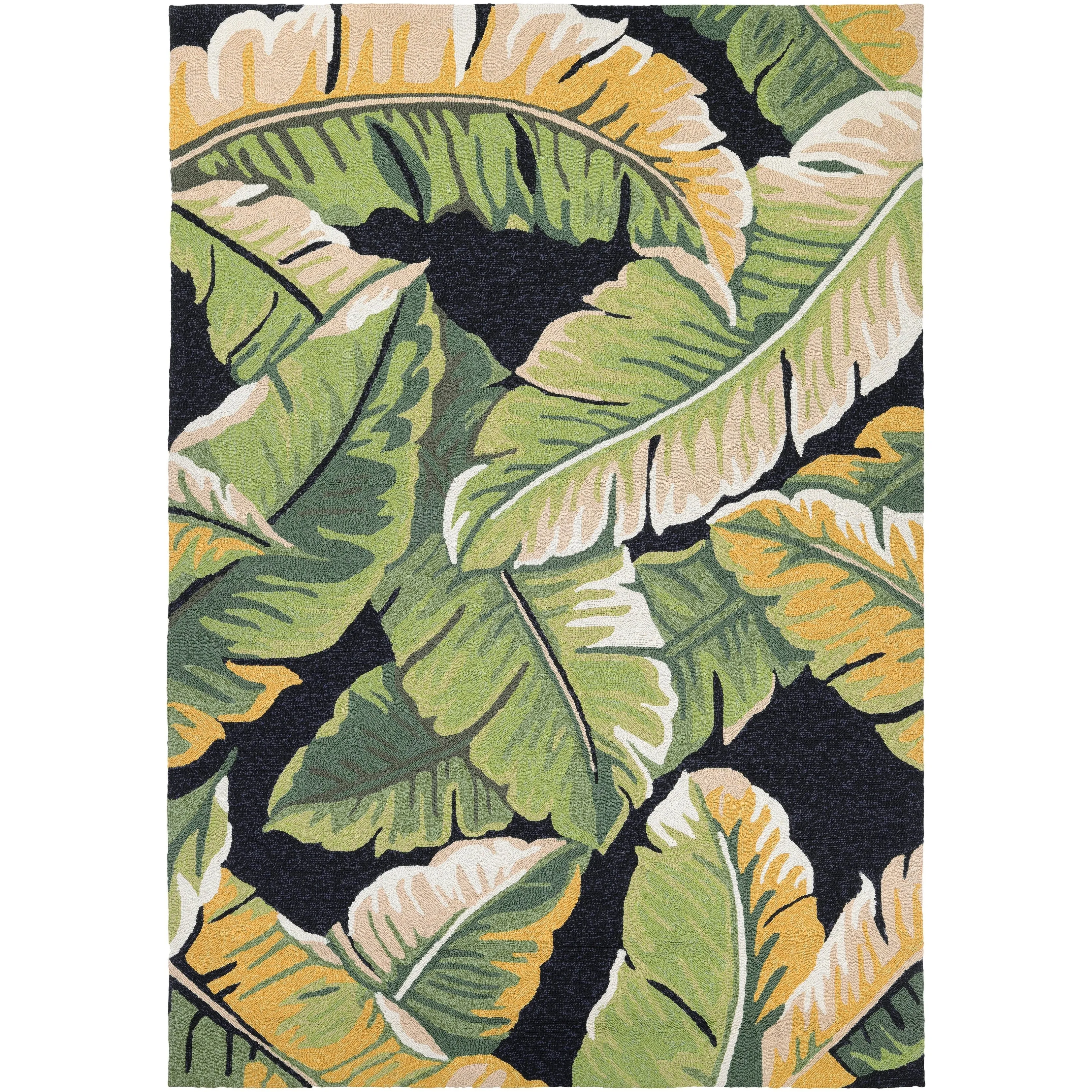 Miami Rainforest Black- Green Indoor/ Outdoor Area Rug