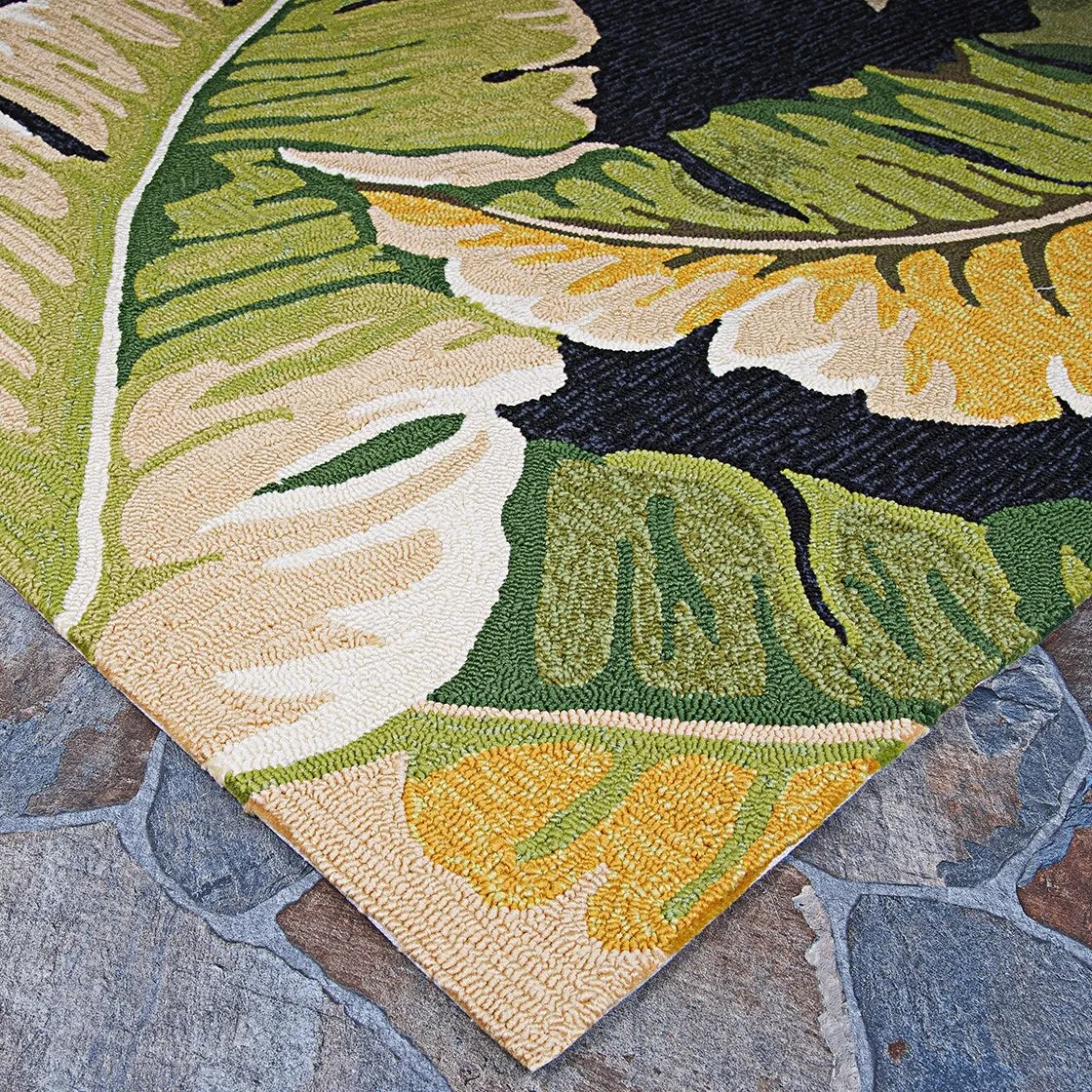 Miami Rainforest Black- Green Indoor/ Outdoor Area Rug