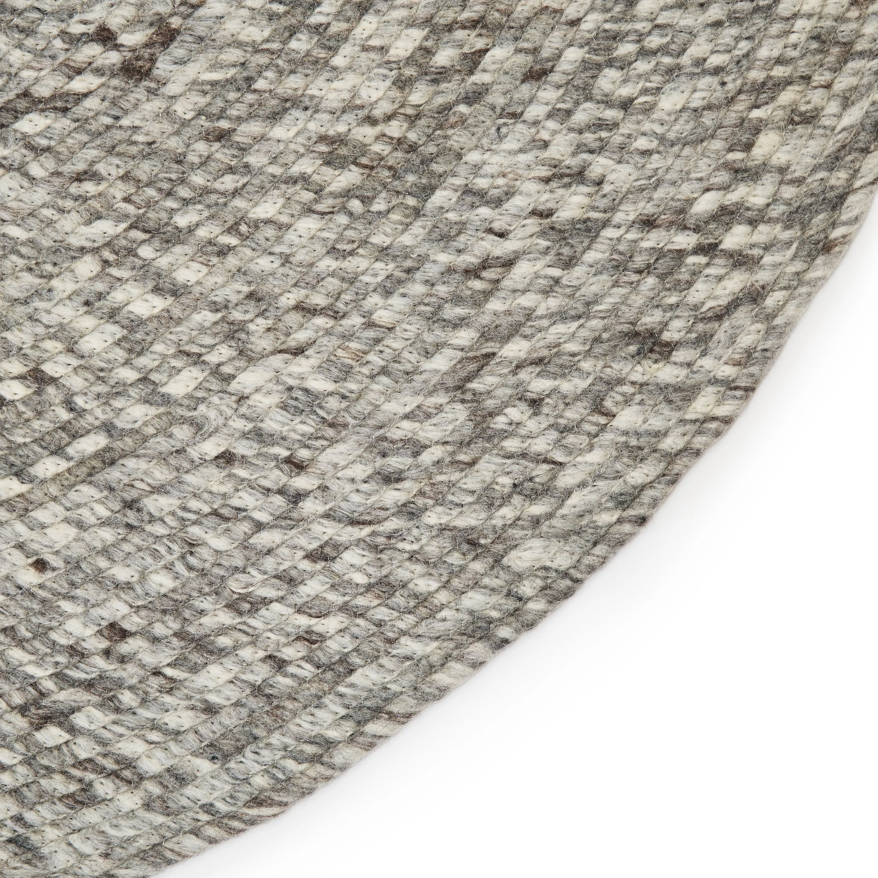 Mindra Natural Solid Gray/ White Round Area Rug