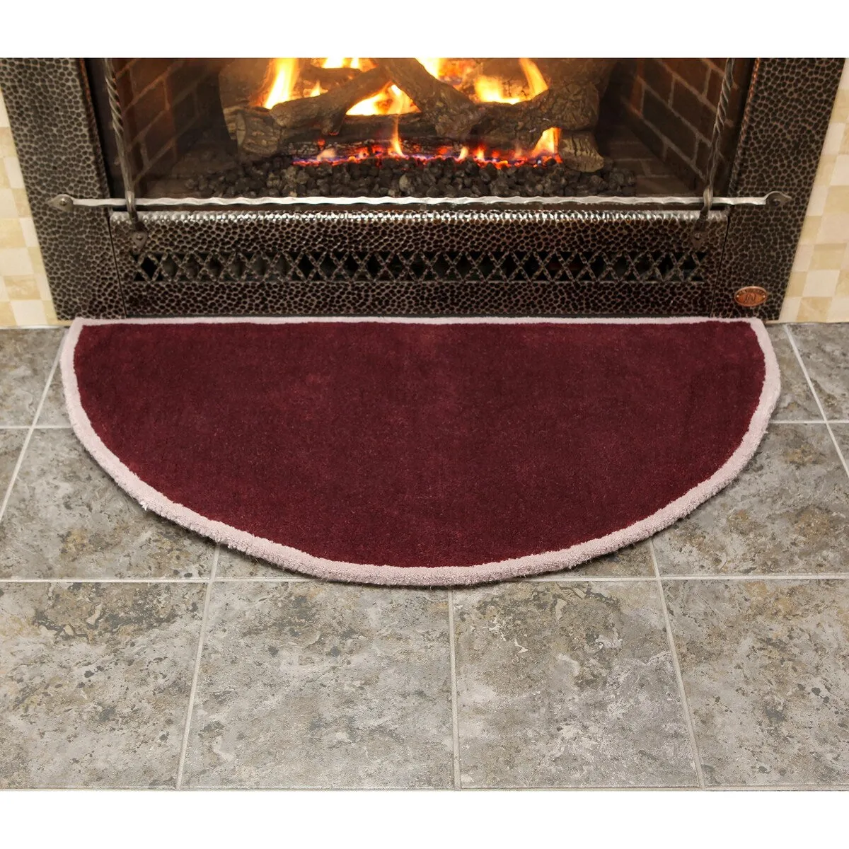 Minuteman International Contemporary Half Round Hearth Rug. 44 Inch Long. Plum Wine - 3'6
