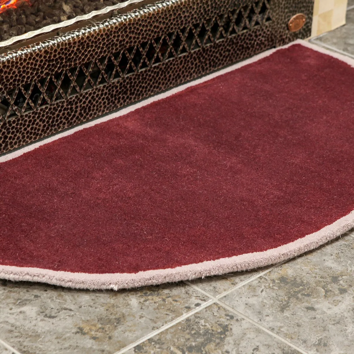 Minuteman International Contemporary Half Round Hearth Rug. 44 Inch Long. Plum Wine - 3'6