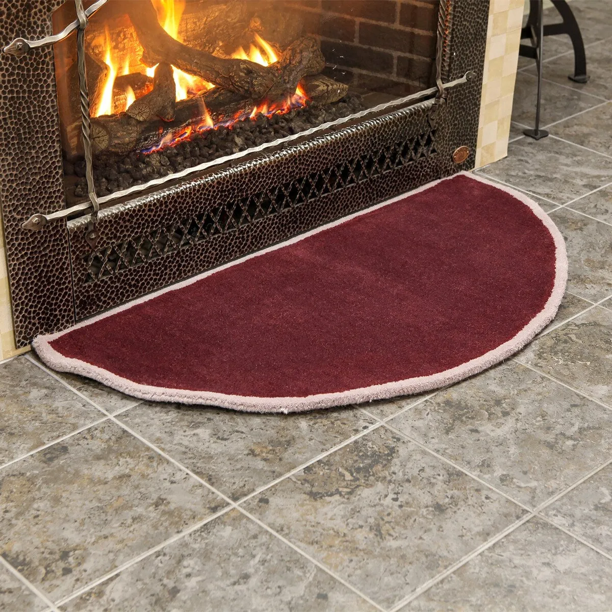 Minuteman International Contemporary Half Round Hearth Rug. 44 Inch Long. Plum Wine - 3'6