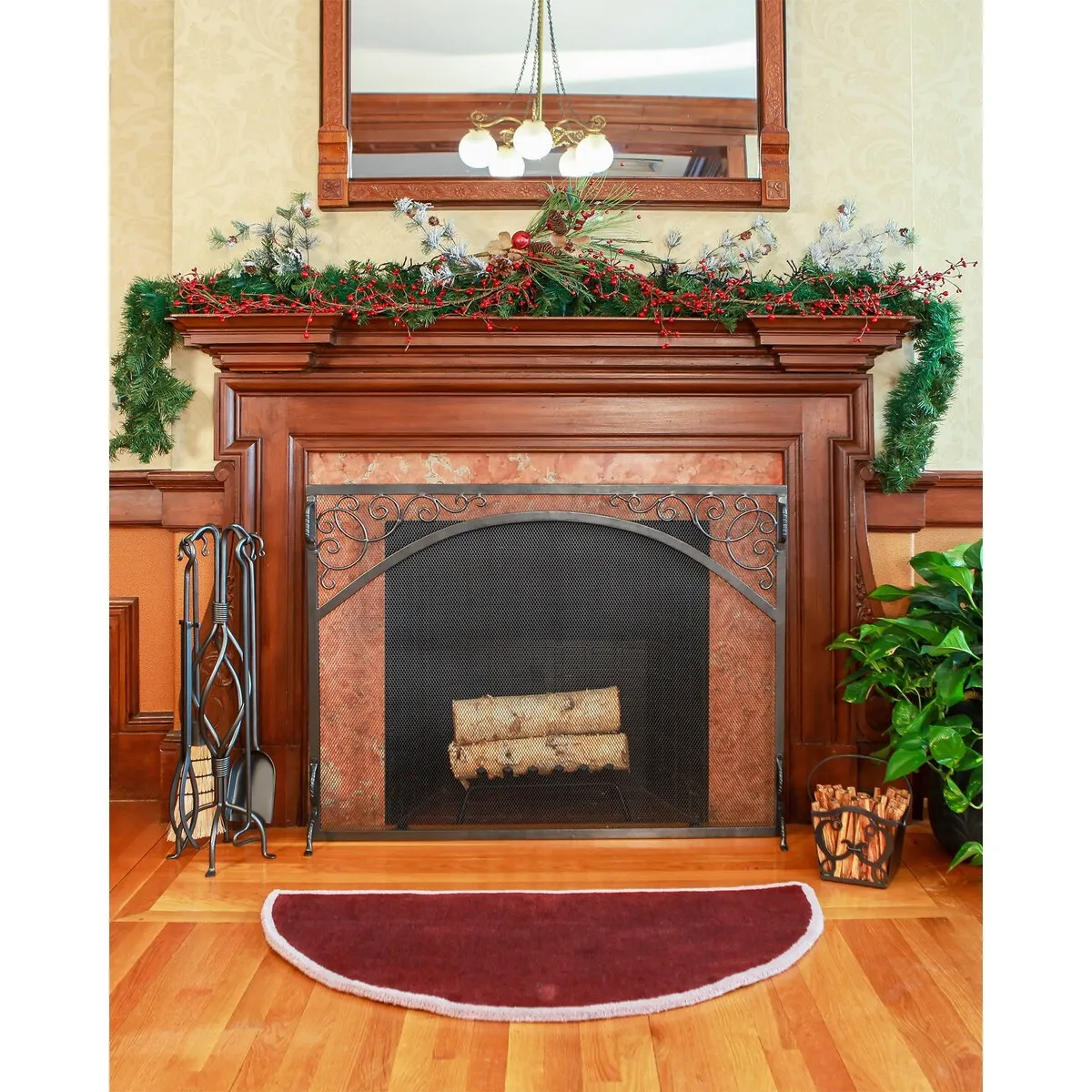 Minuteman International Contemporary Half Round Hearth Rug. 44 Inch Long. Plum Wine - 3'6