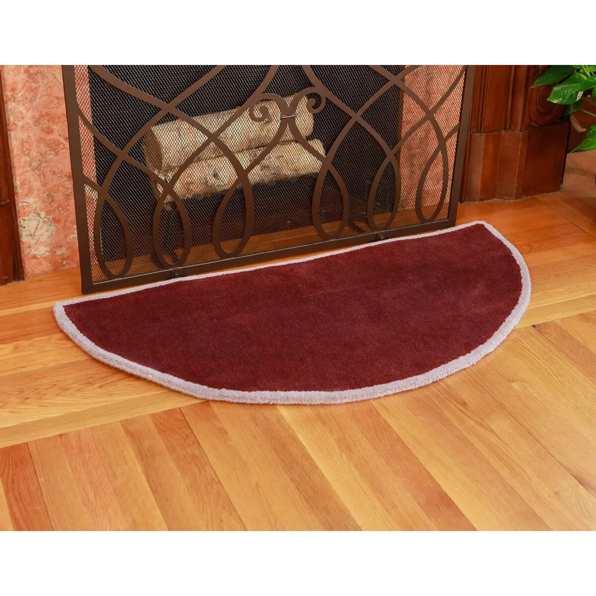 Minuteman International Contemporary Half Round Hearth Rug. 44 Inch Long. Plum Wine - 3'6