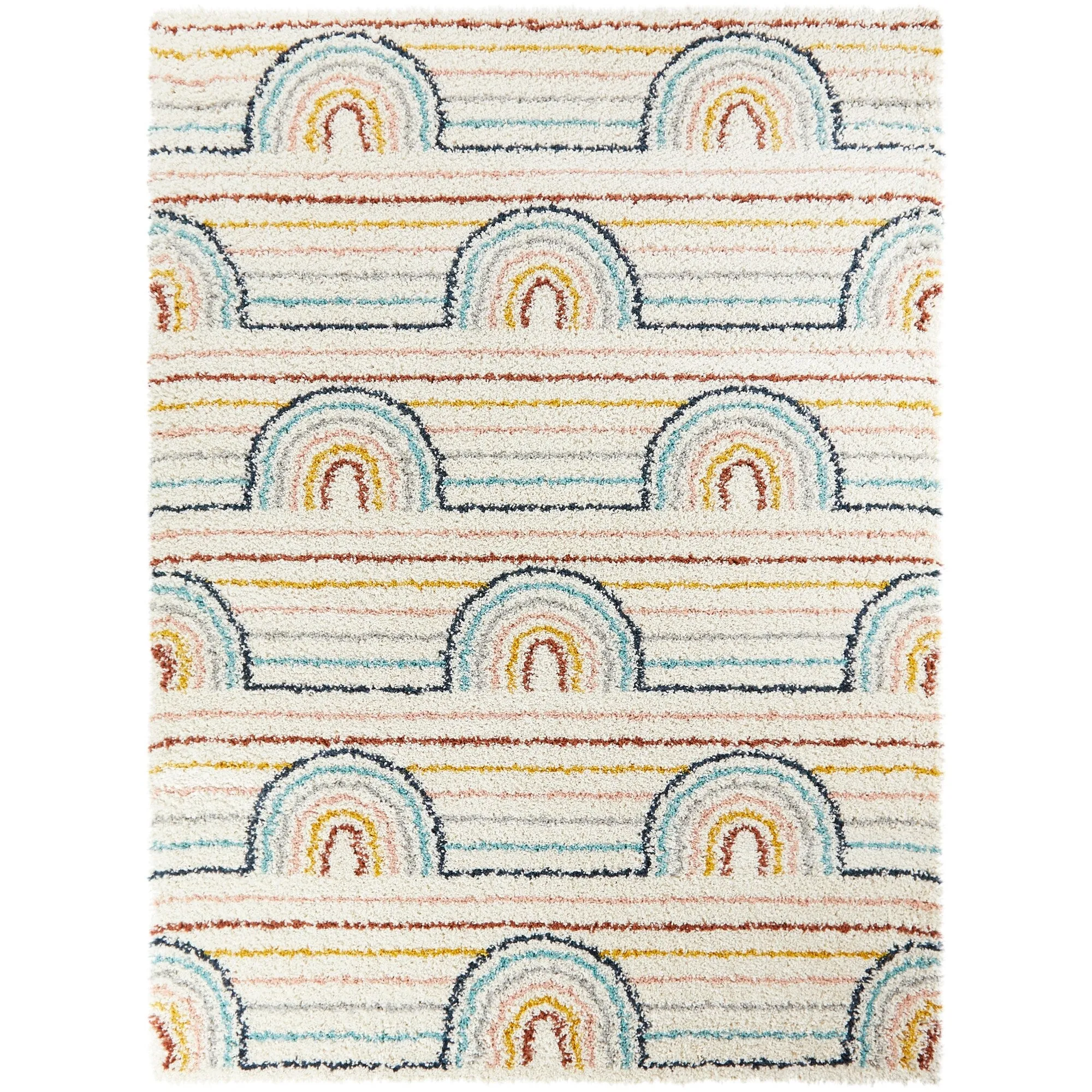 Mod-Tod Hailey Kids Rainbow Print Shag Berber Area Rug