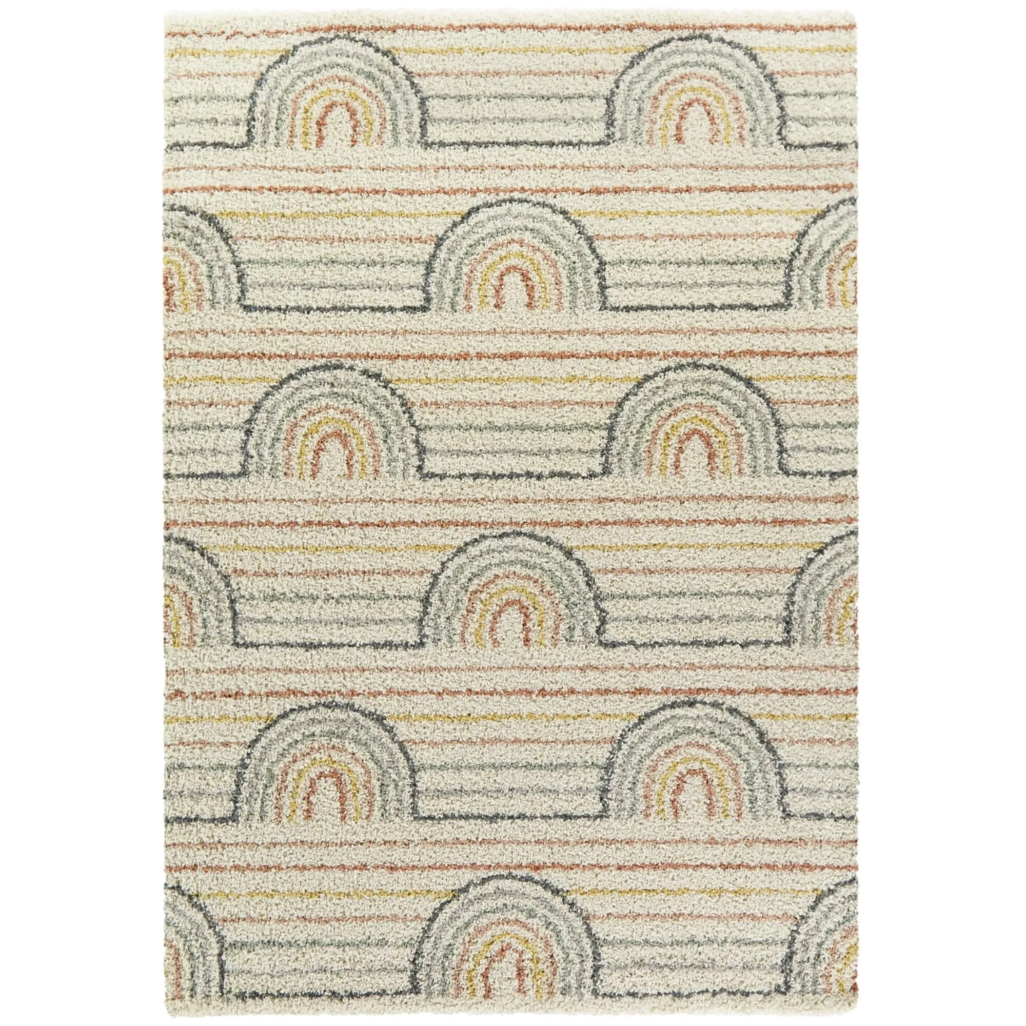 Mod-Tod Hailey Kids Rainbow Print Shag Berber Area Rug
