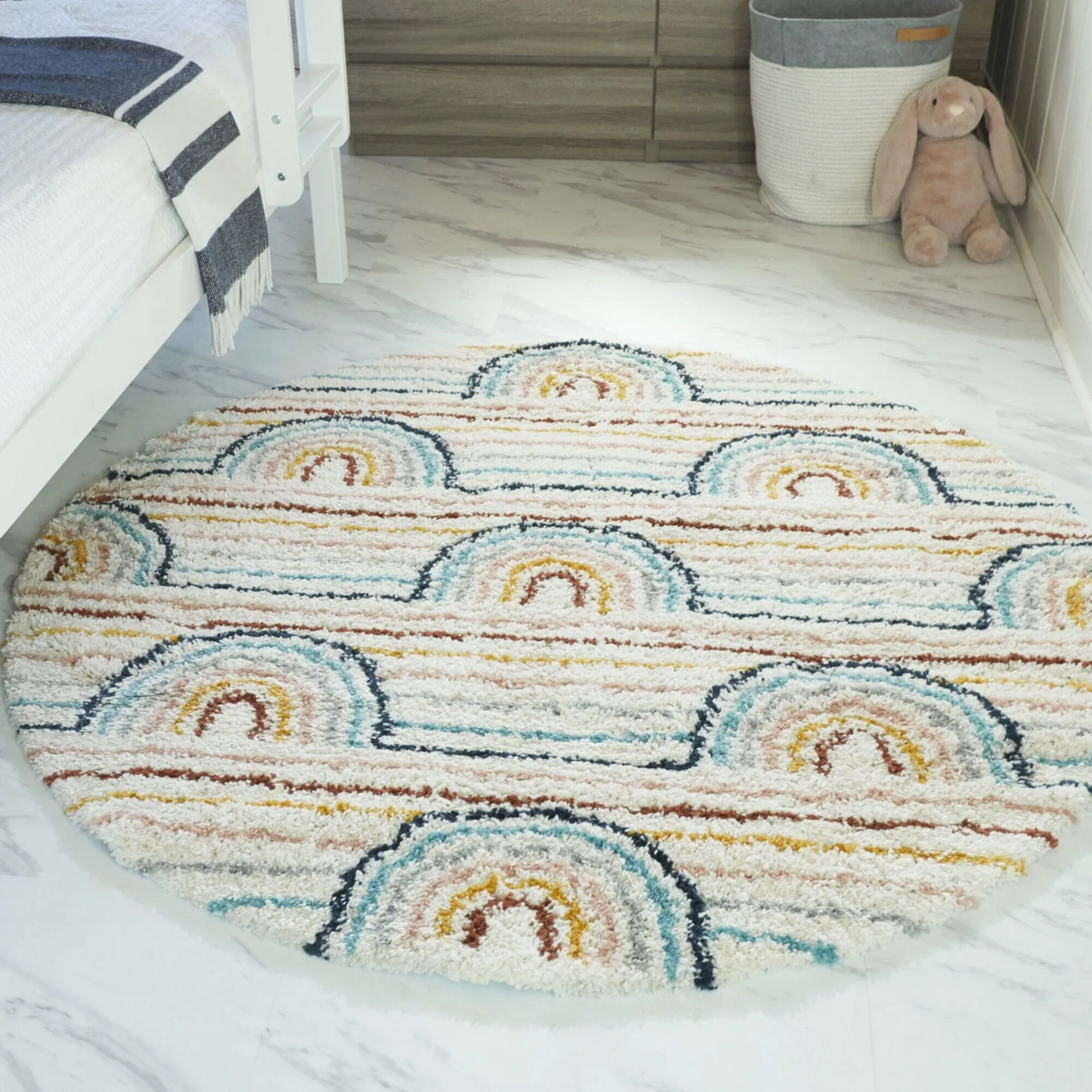 Mod-Tod Hailey Kids Rainbow Print Shag Berber Area Rug